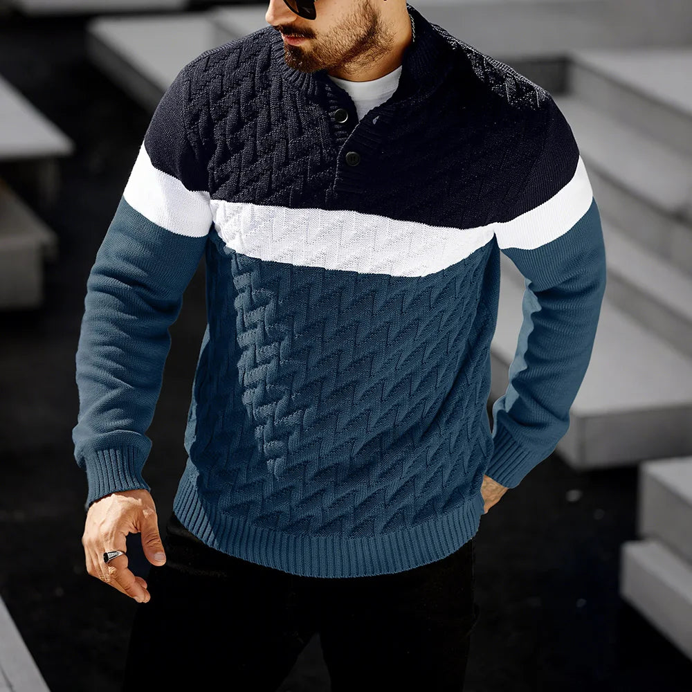 Men's Cable Knit Shawl Collar Pullover For Winter Casual