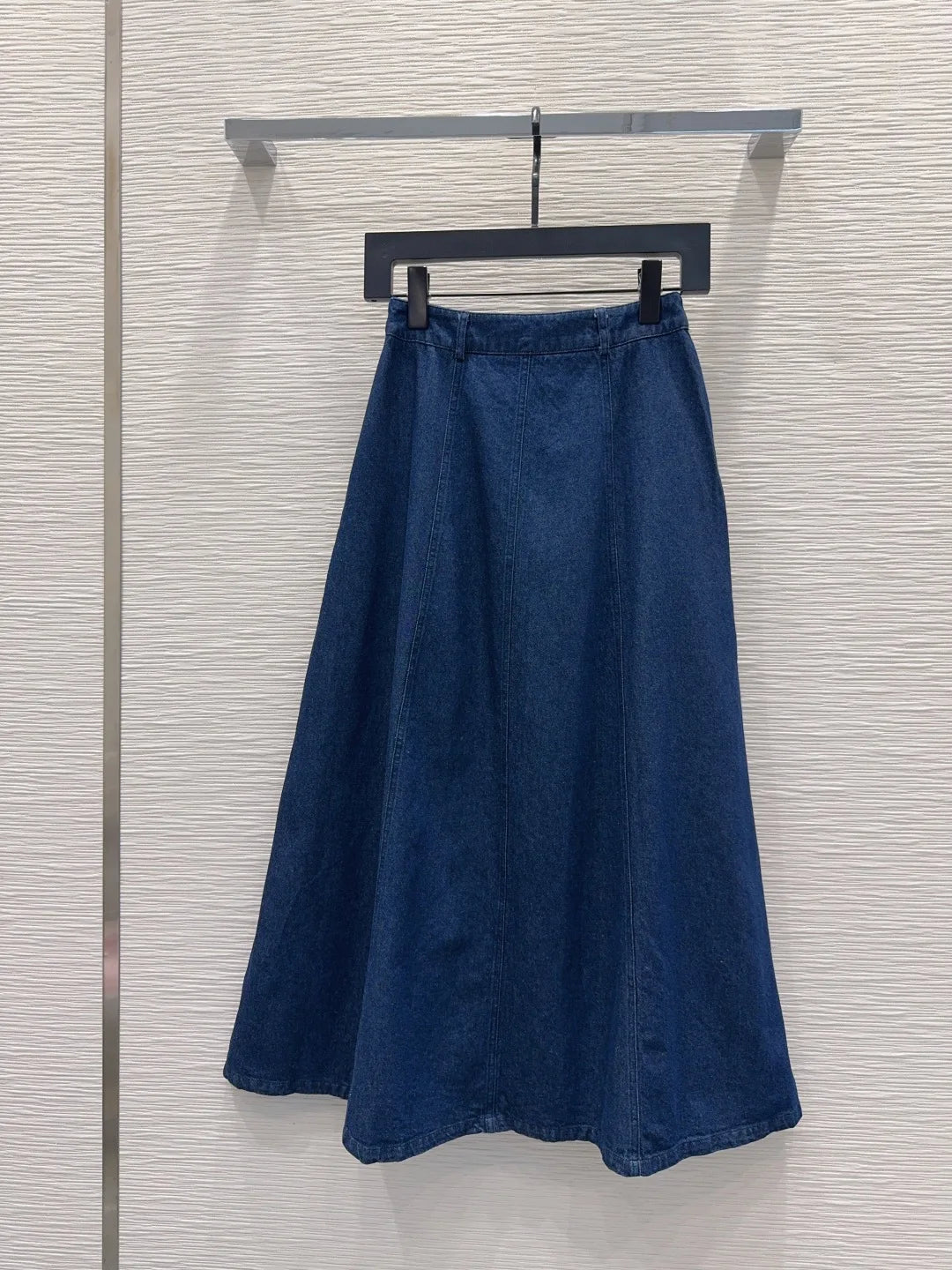 Women Denim Midi Skirt Featuring Front Zipper And Pocket Detail