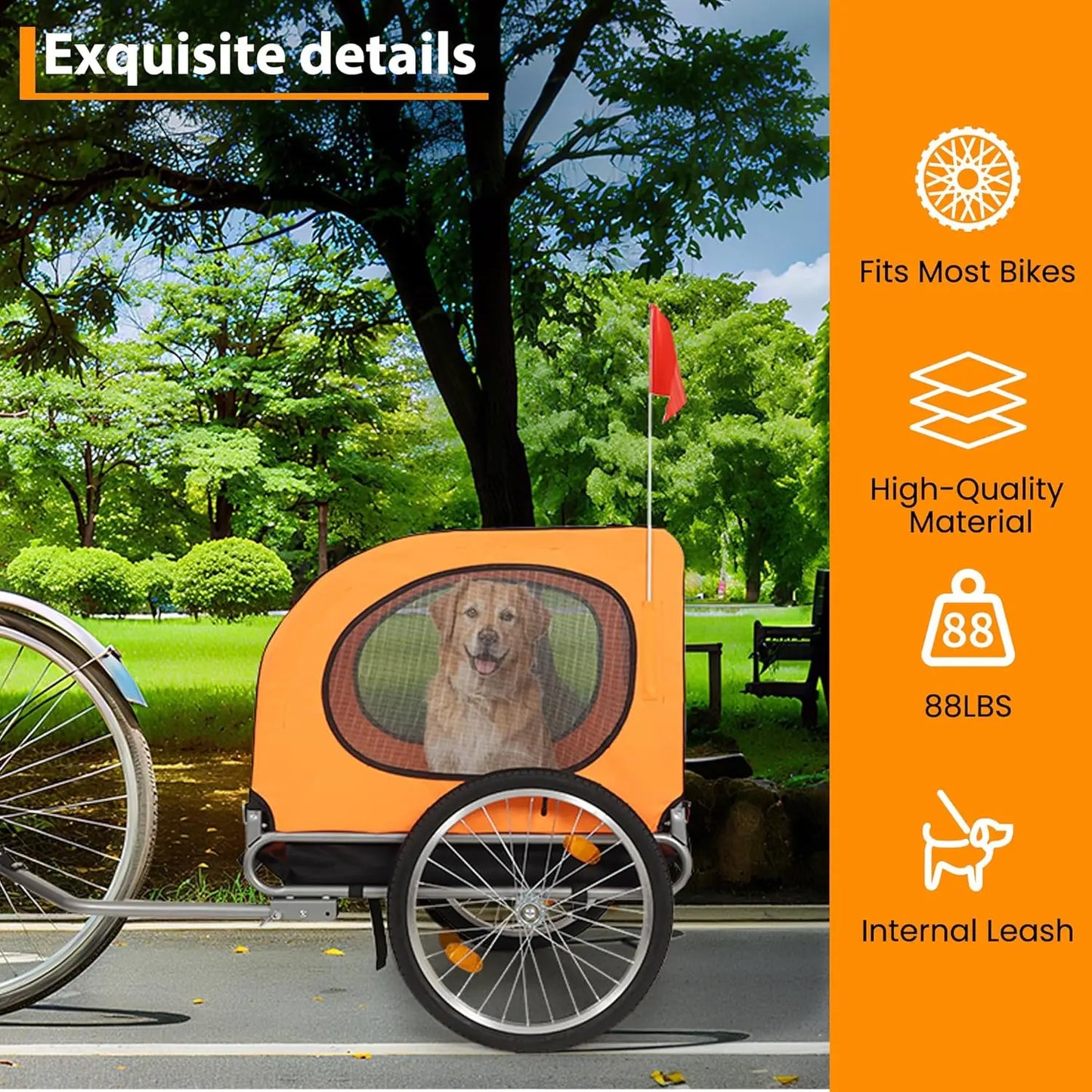 Twister Ck Foldable Dog Bike Trailer With Reliable Wheel Coupler