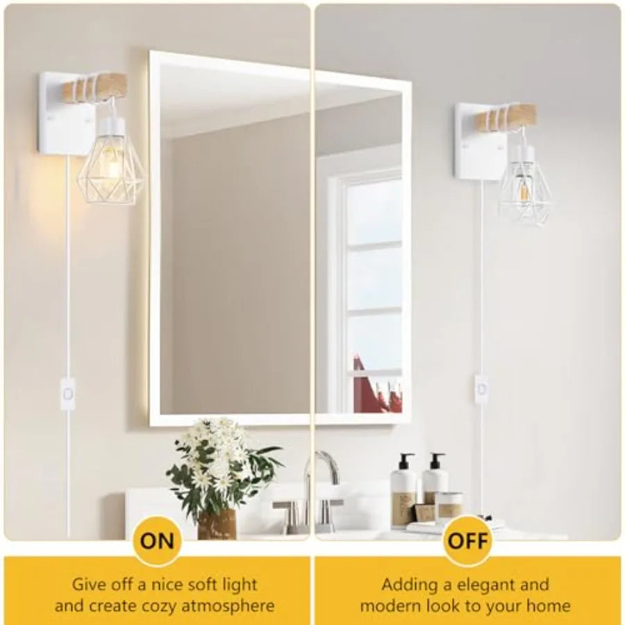 Plug In Wall Sconces Set Of Two Modern Wood Luminaires