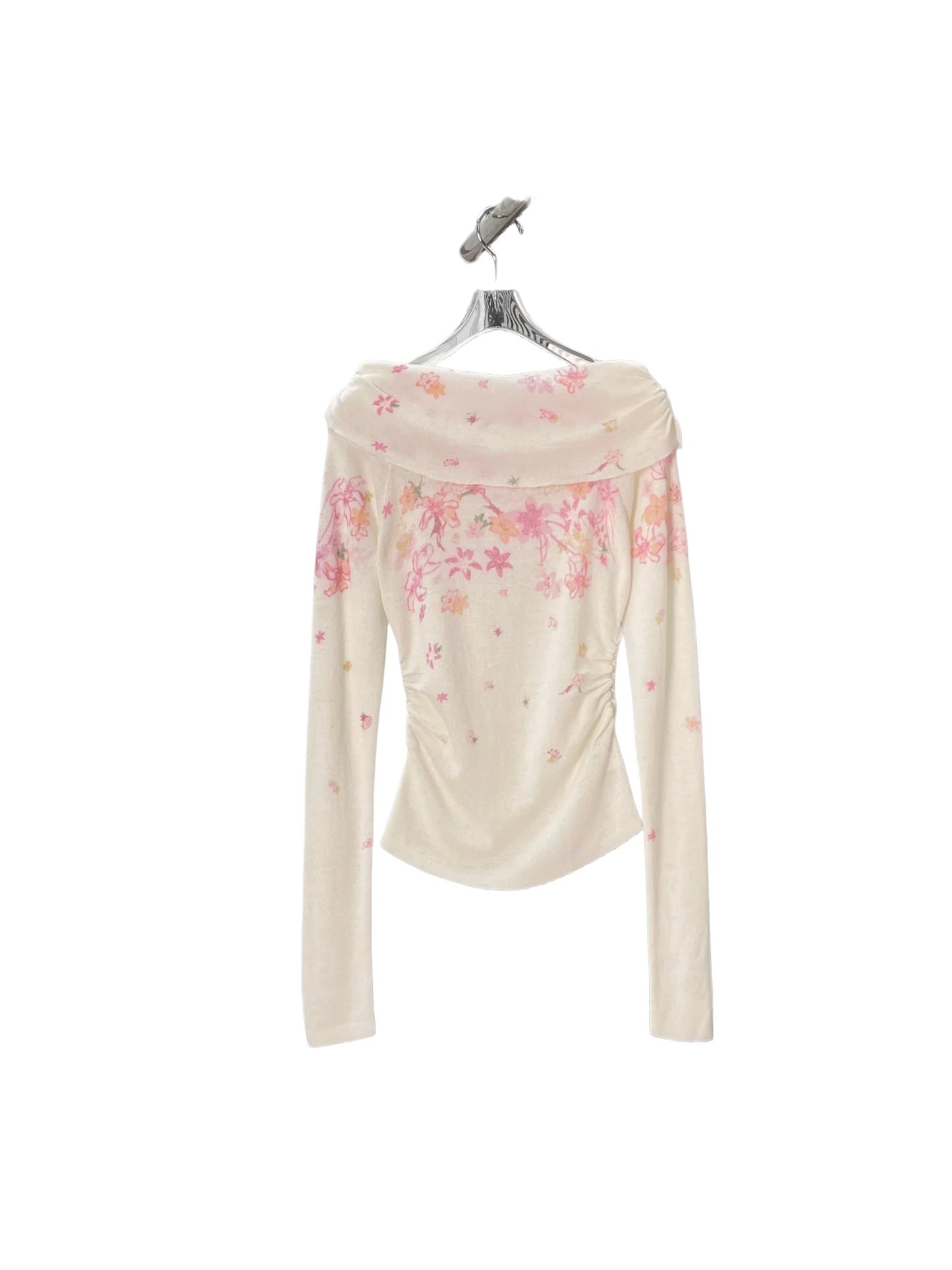 Women's Knitted Long Sleeve Printed Top For Casual Wear