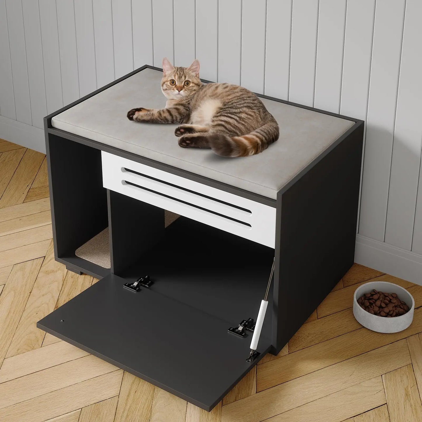HiMISSCN Cat House End Table Litter Box Enclosure Furniture