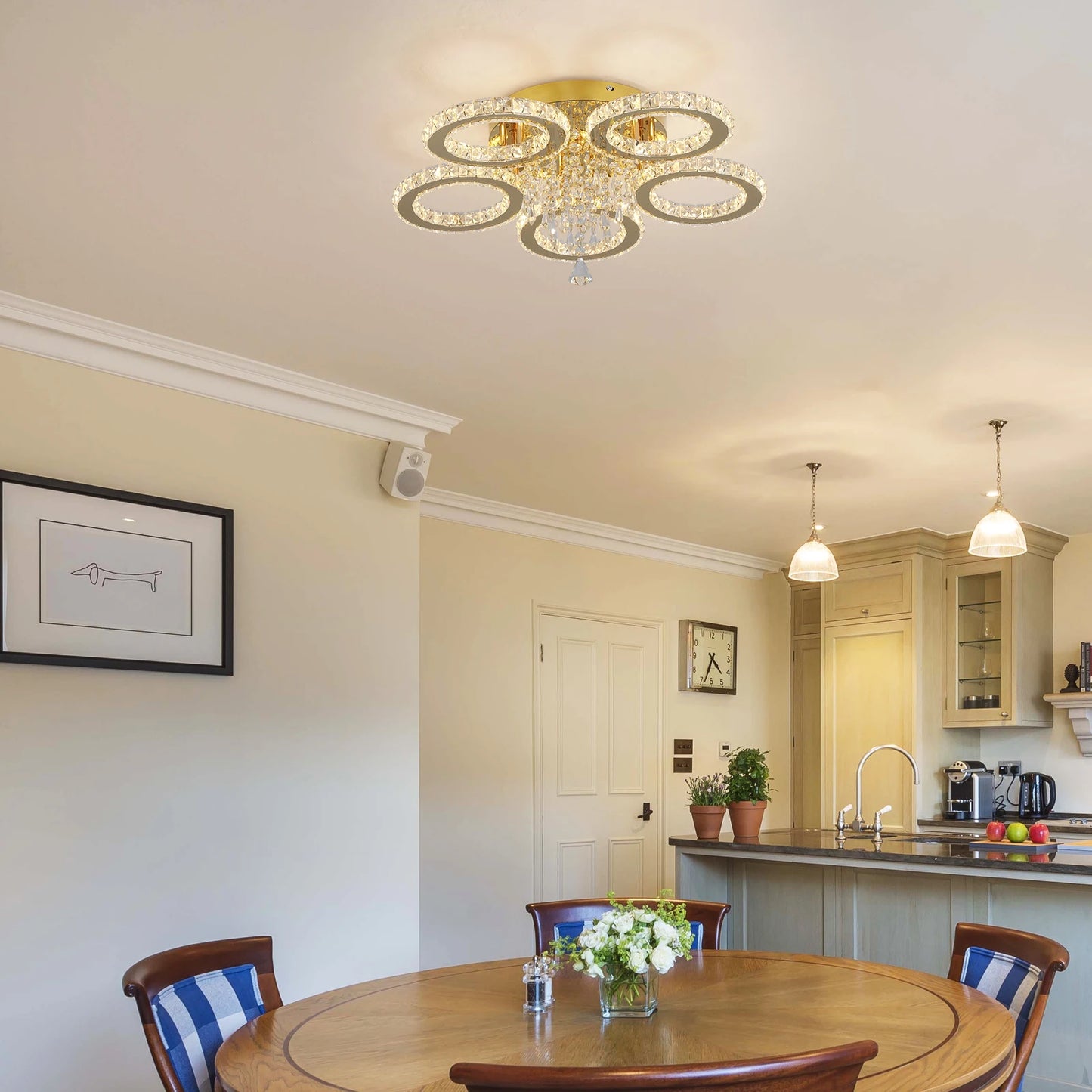 VETRULUS Led Crystal Chandelier Ceiling Light For Living Room