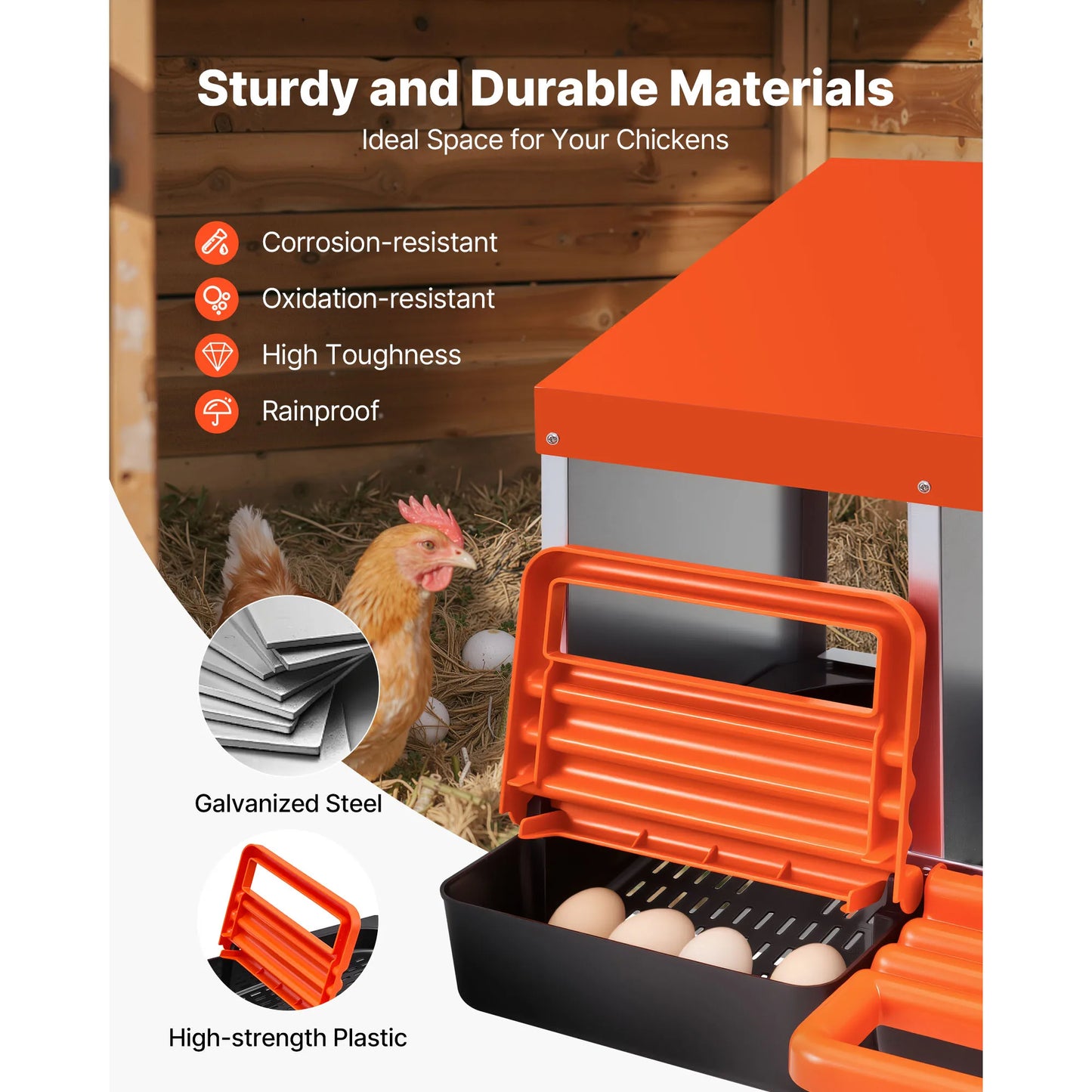 SucceBuy Metal Chicken Nesting Boxes With Protective Rollout Lids