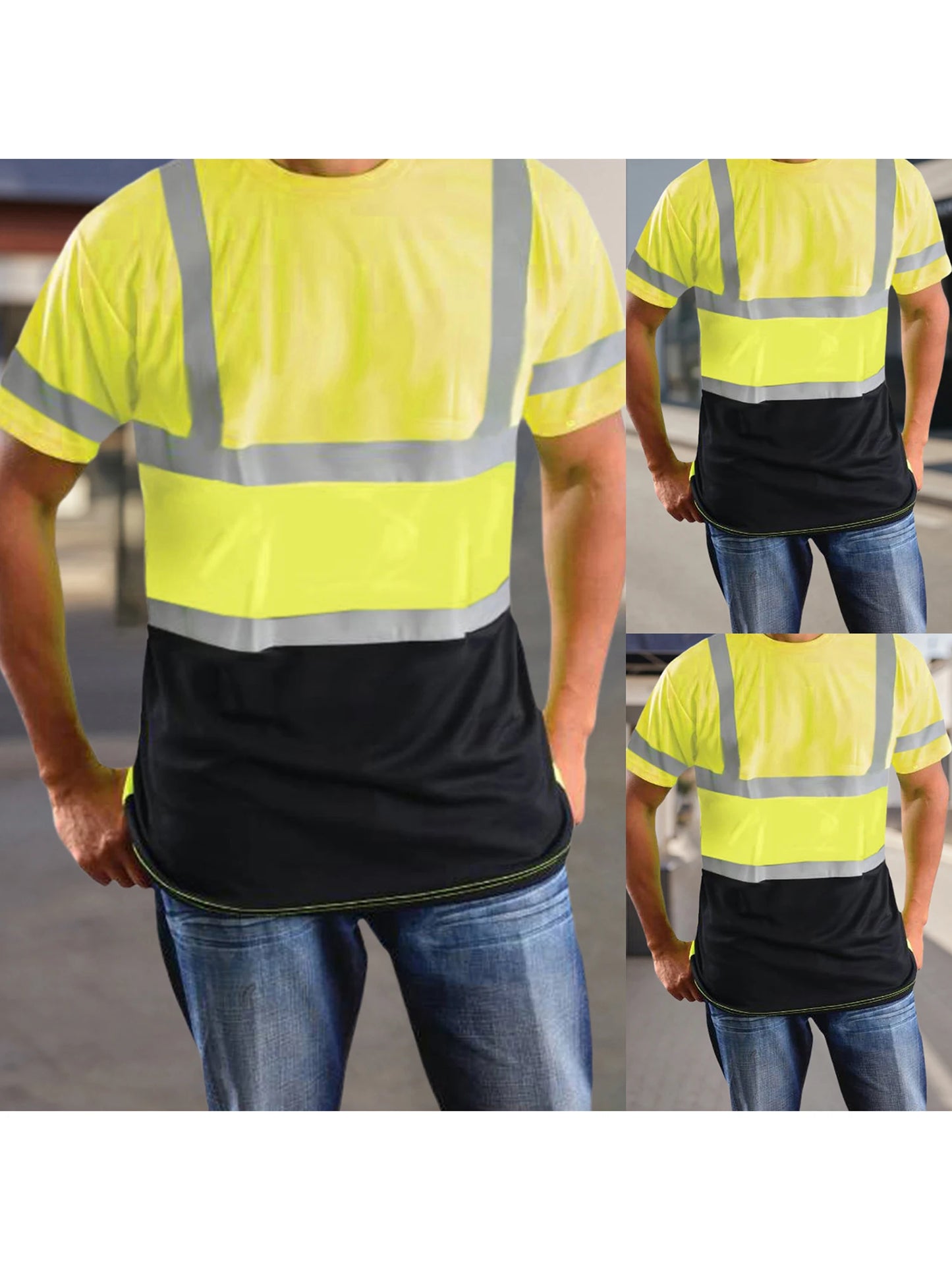 Men's Reflective Hi Vis Short Sleeve Safety Tee With Pocket