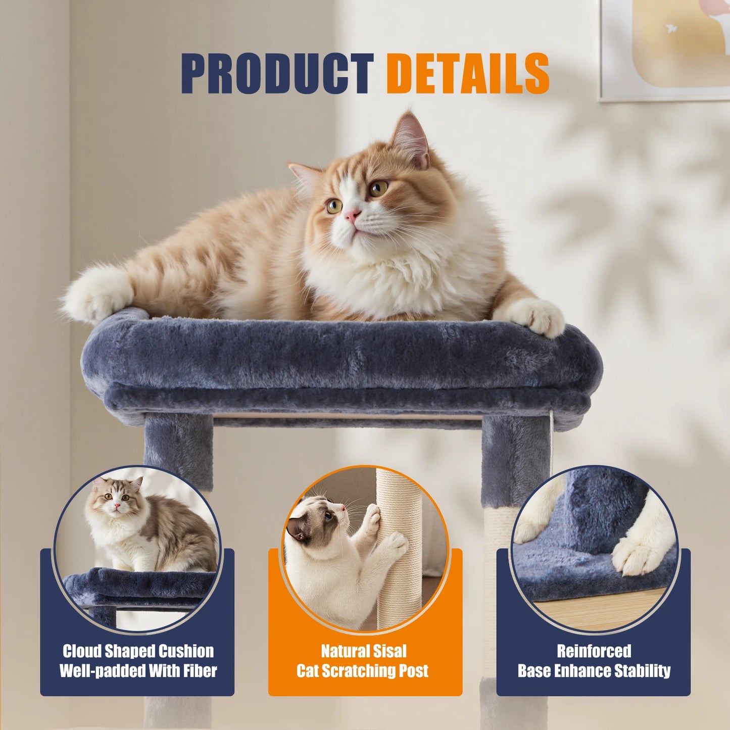 JHK Multilevel Cat Tree Climbing Tower With Sisal Scratching Posts