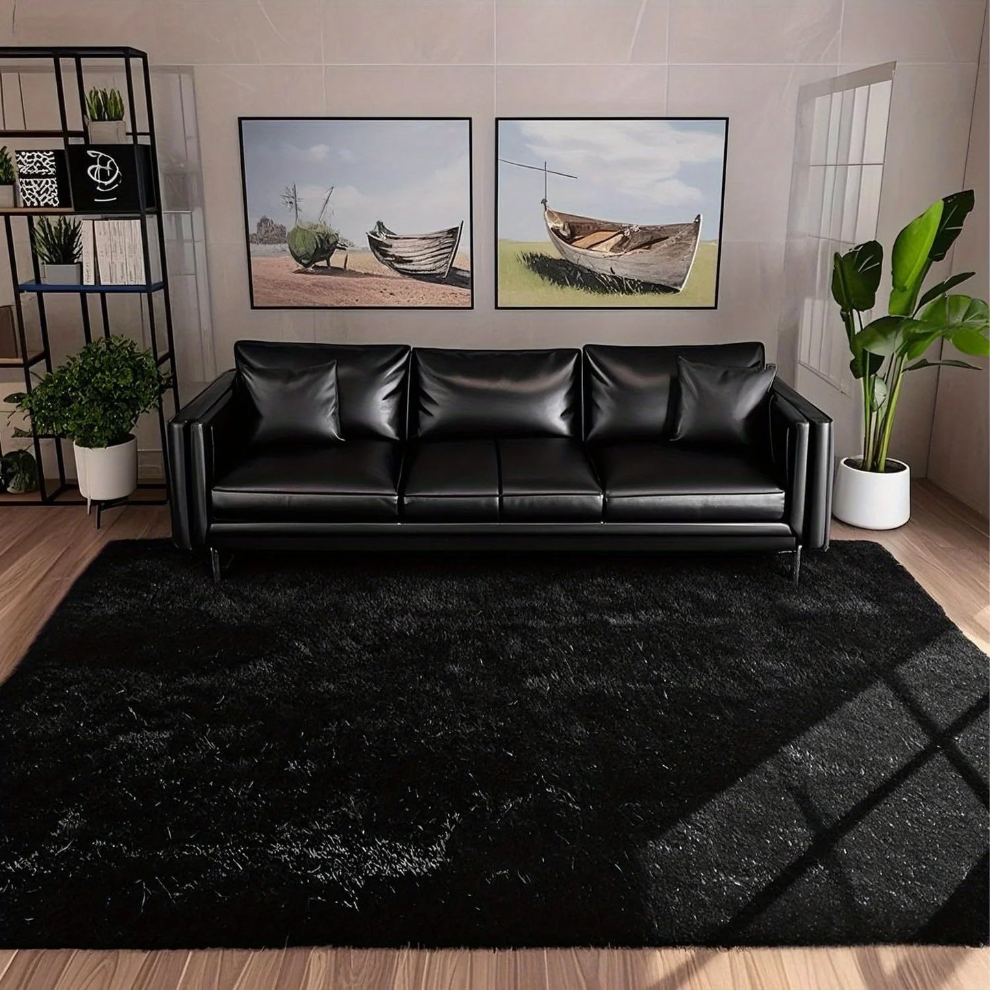 NONED Plush Area Rug Geometric For Living Room And Bedroom