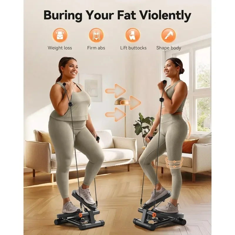 Mini Stair Stepper With Resistance Bands For Home Workout