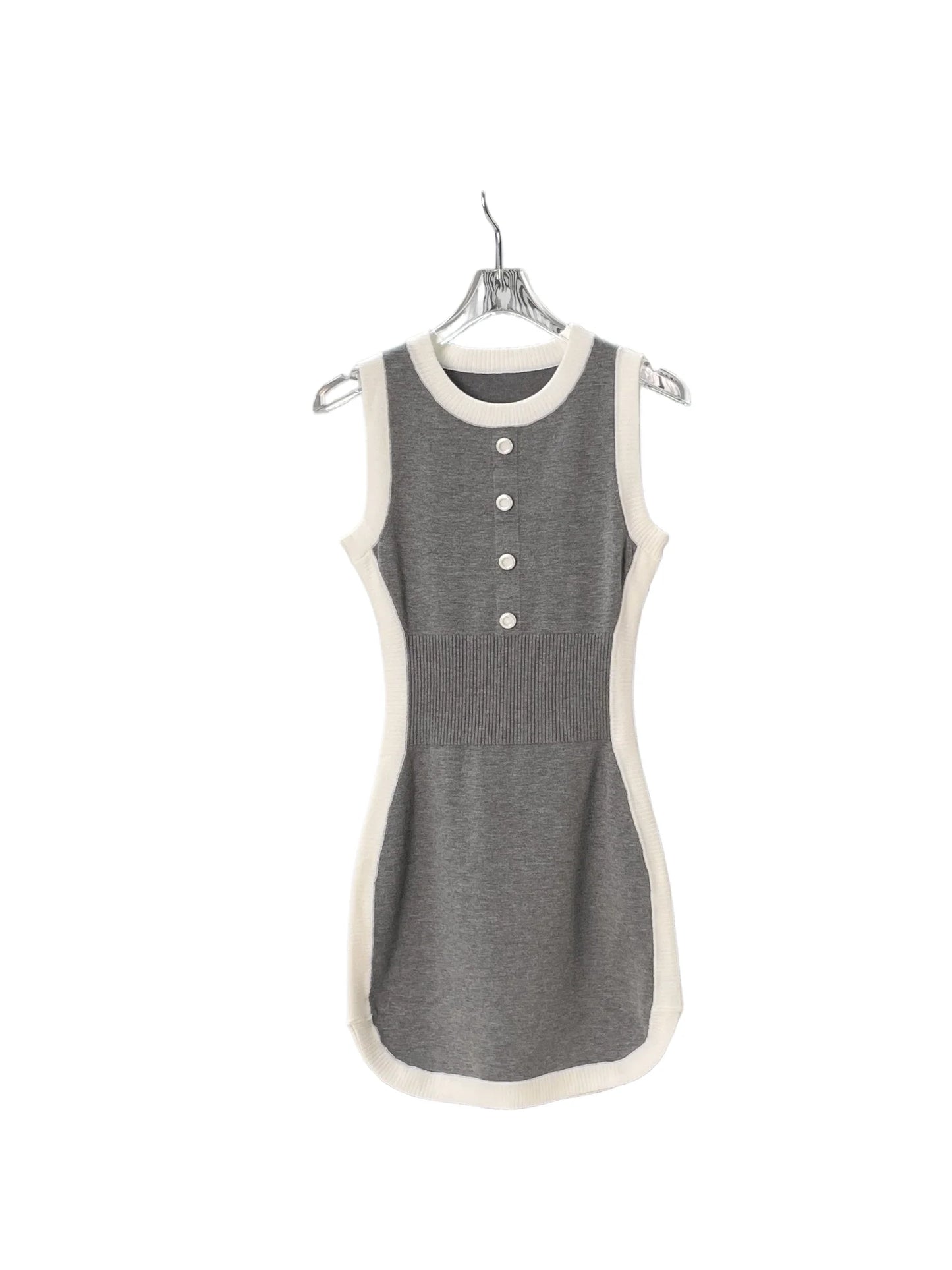 Women's Casual Knitted Sleeveless Round Neck Slim Fit Dress