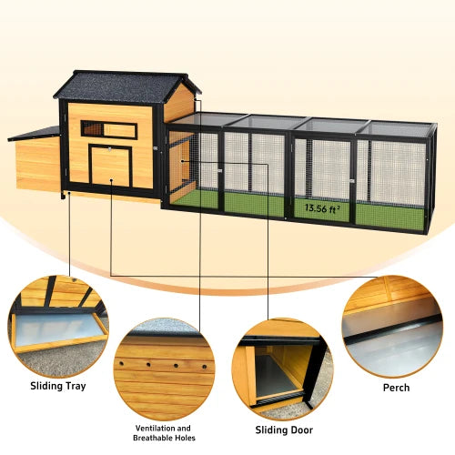 Wooden Outdoor Hen House With Nesting Box And Removable Tray