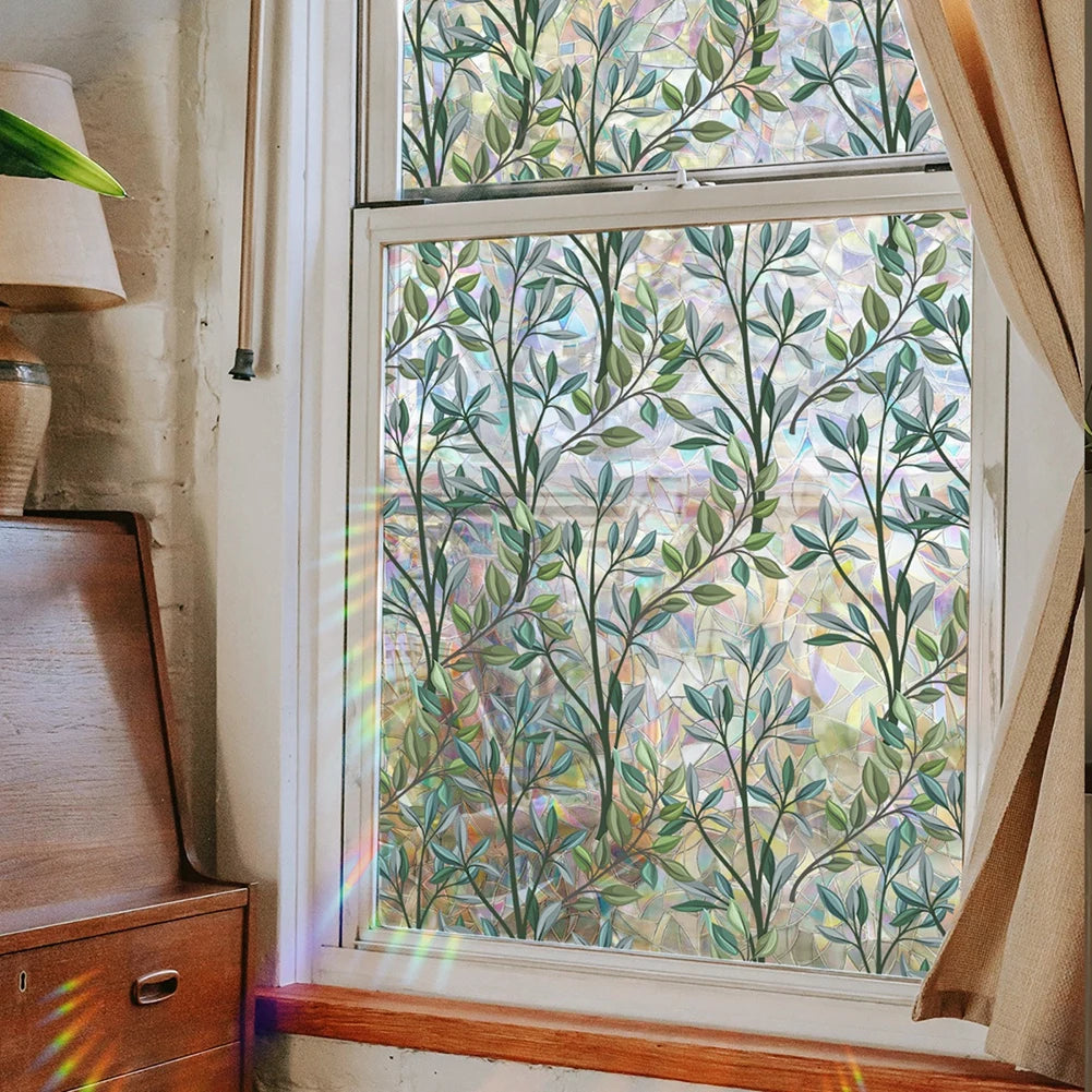 Vine Leaf Window Film Static Cling Decor For Glass Privacy