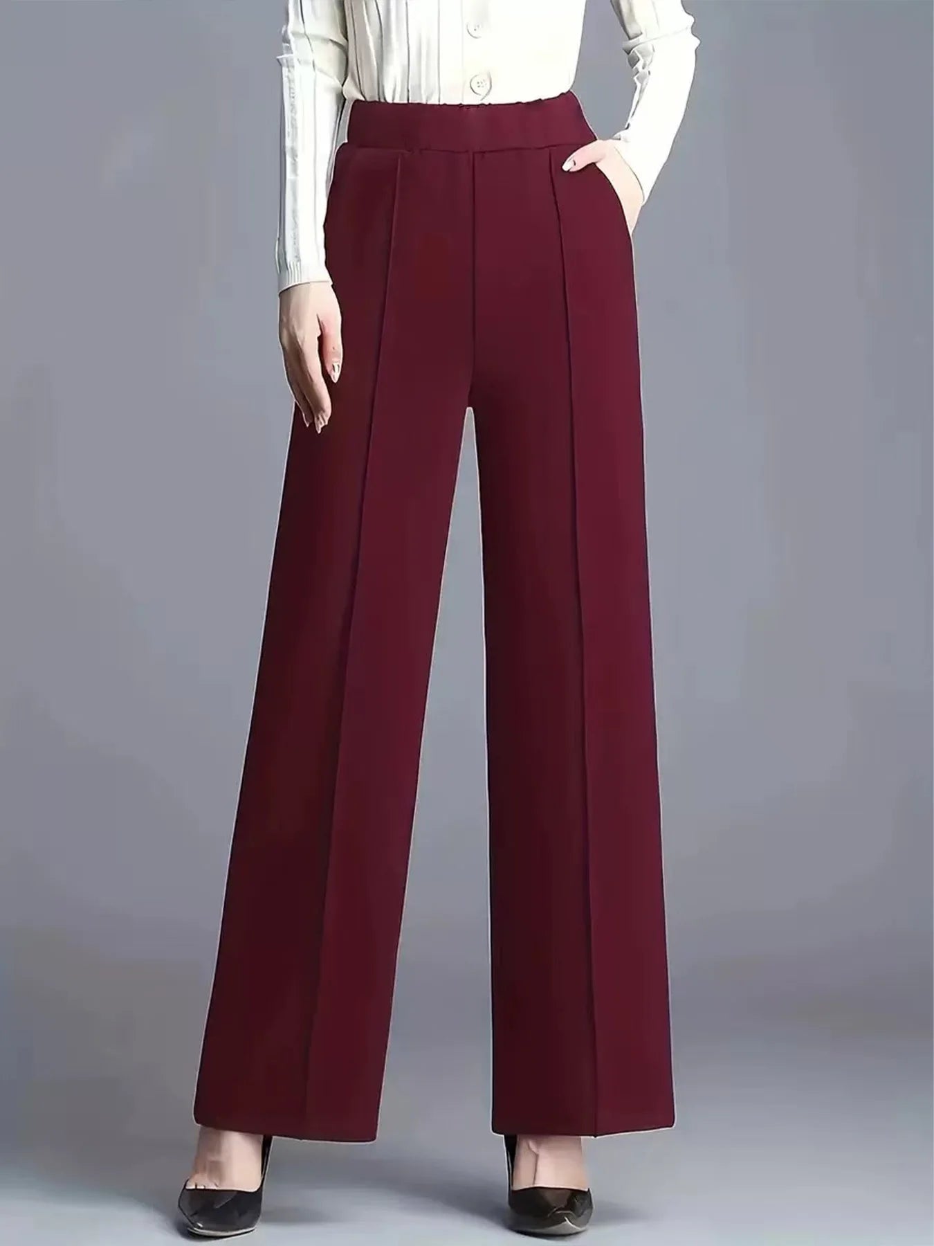 Women Wide Leg High Waist Pants With Pockets For Everyday