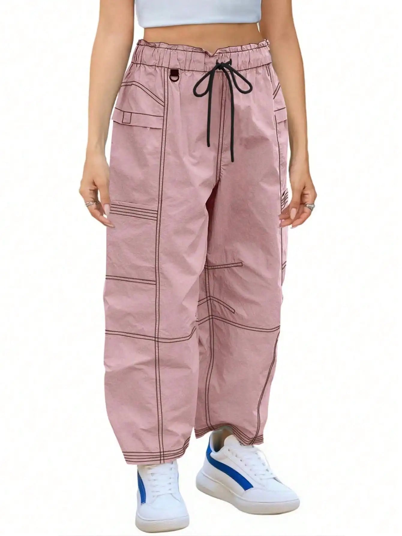 Fisoew Women's Baggy Cargo Joggers With Pockets For Casual Streetwear