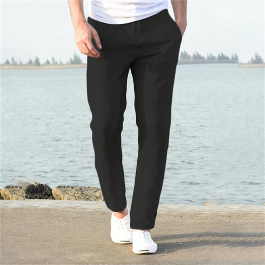 FURCW Men's Cotton Linen Pants Breathable Daily Wear