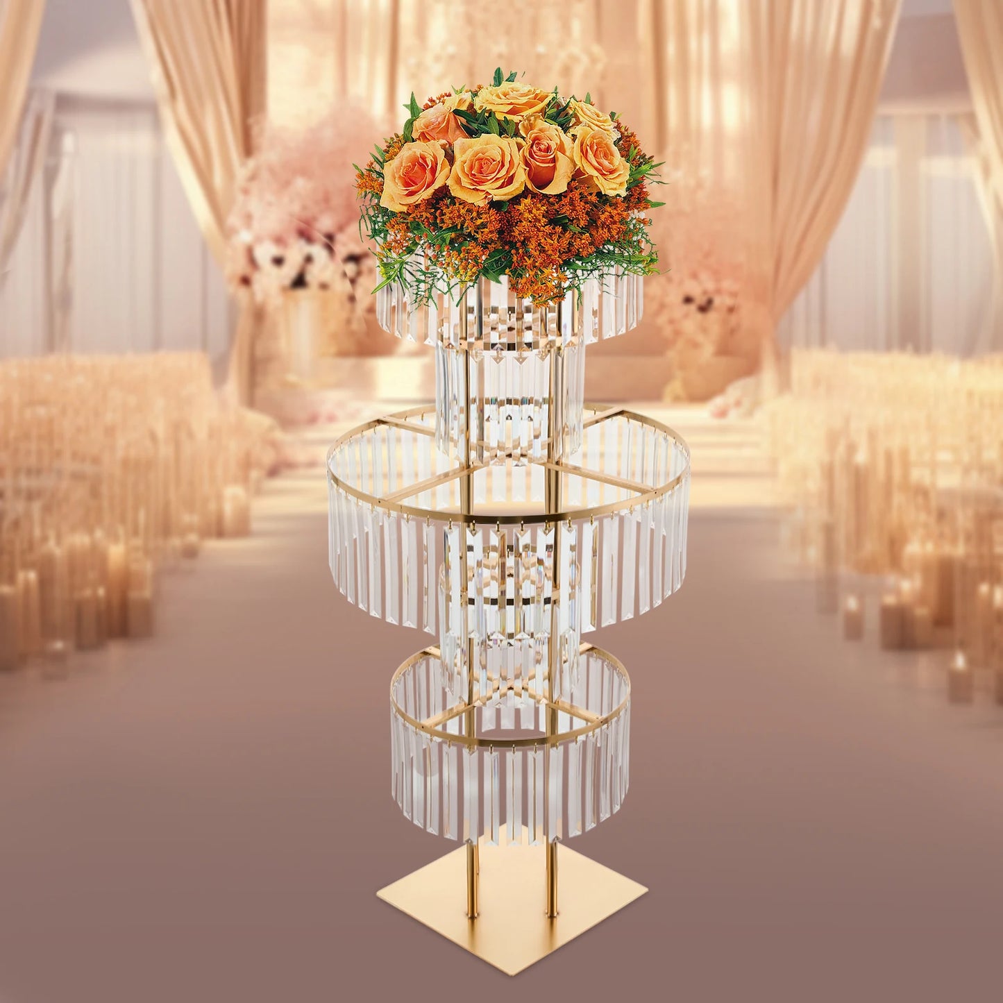 Bymaocar Five Tier Acrylic Flower Stand Wedding Centerpiece