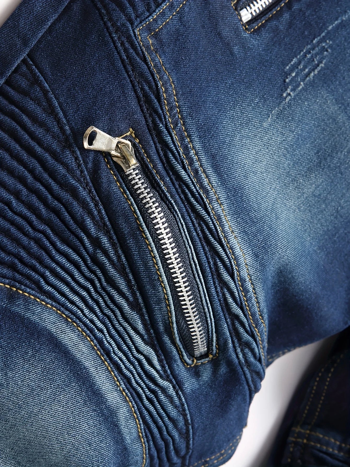 Men's Stretch Straight-Leg Jeans Washed Ripped Street Biker