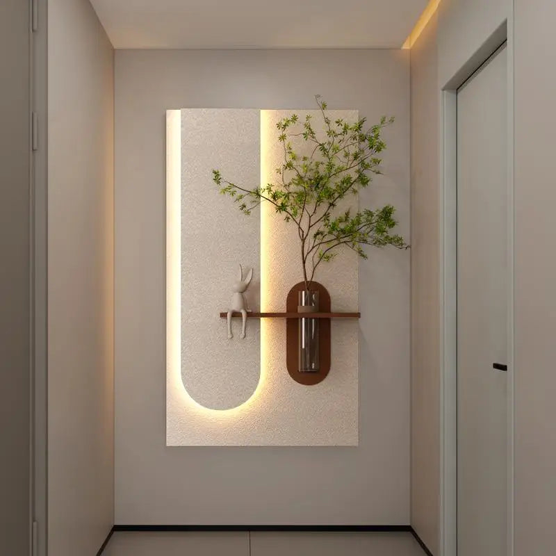 Adjustable Three Color LED Sandstone Wall Decor Simulated Plants Remote