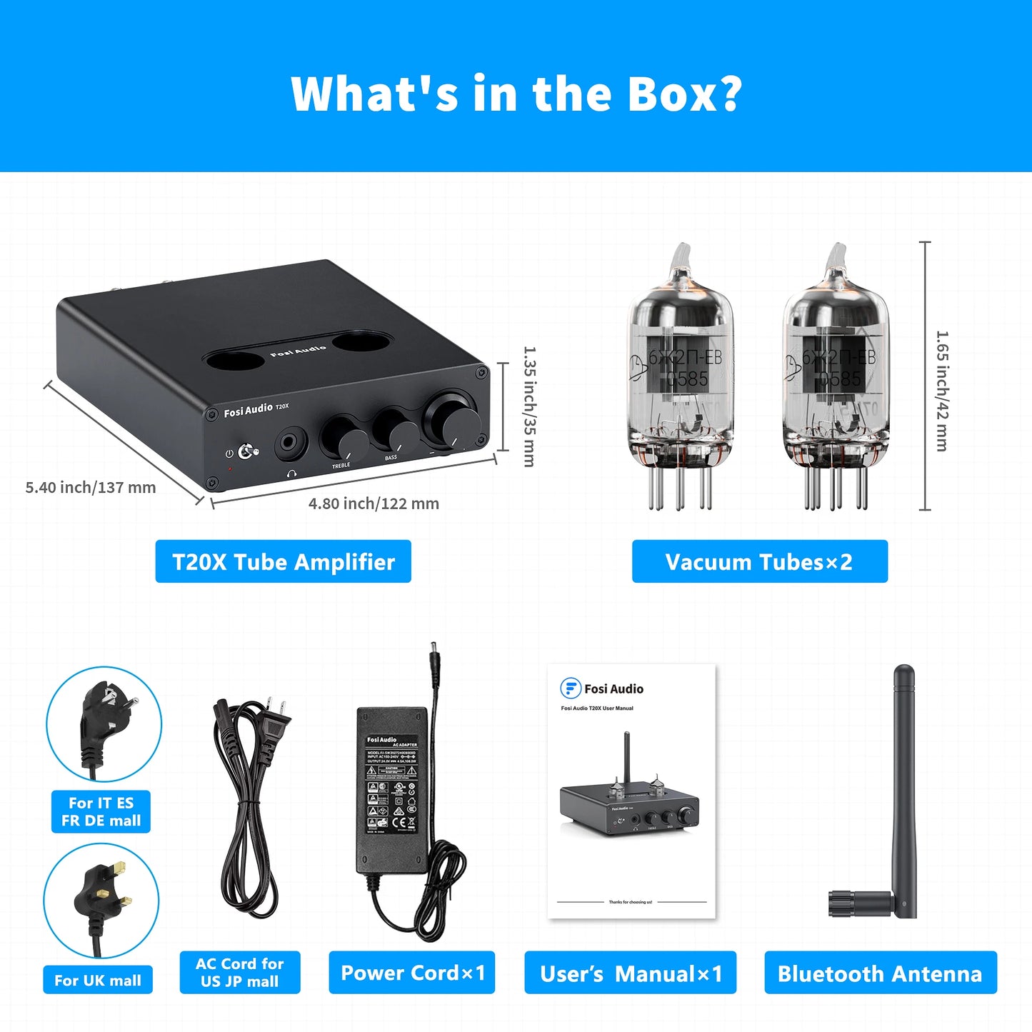 Fosi Audio T20X 100W Bluetooth Vacuum Tube Amplifier
