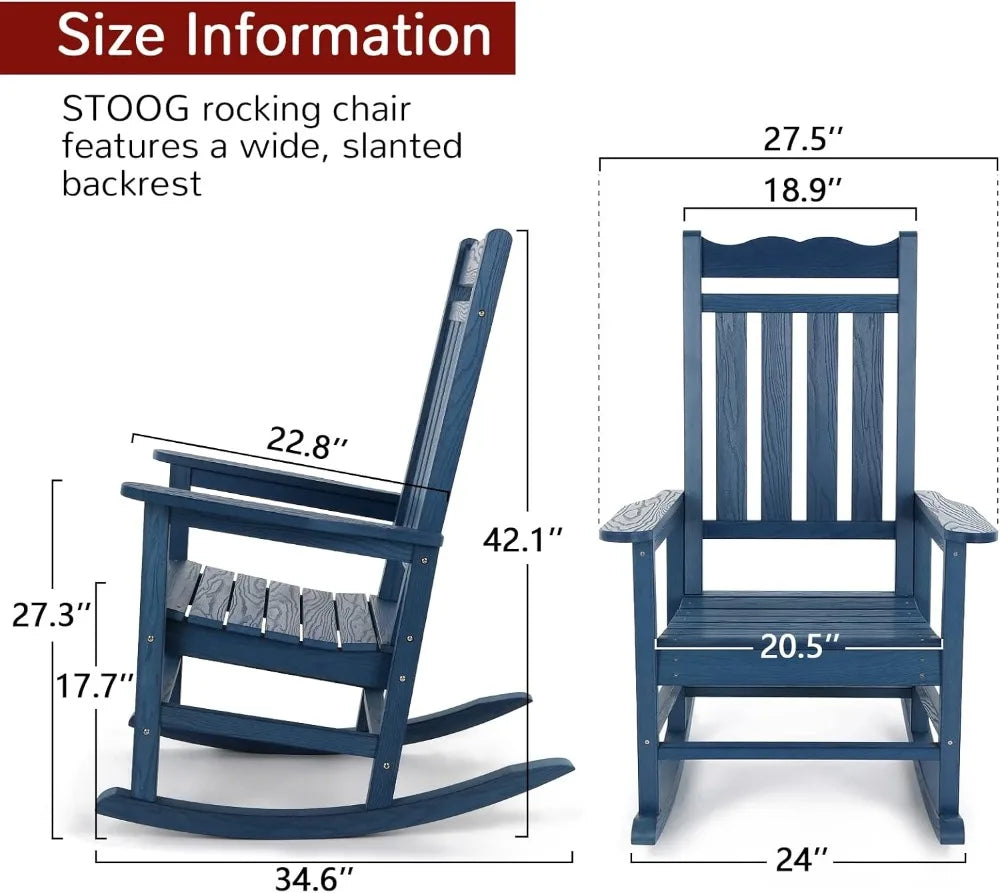 All-Weather Outdoor Rocking Chair With 400 Lb Weight Capacity