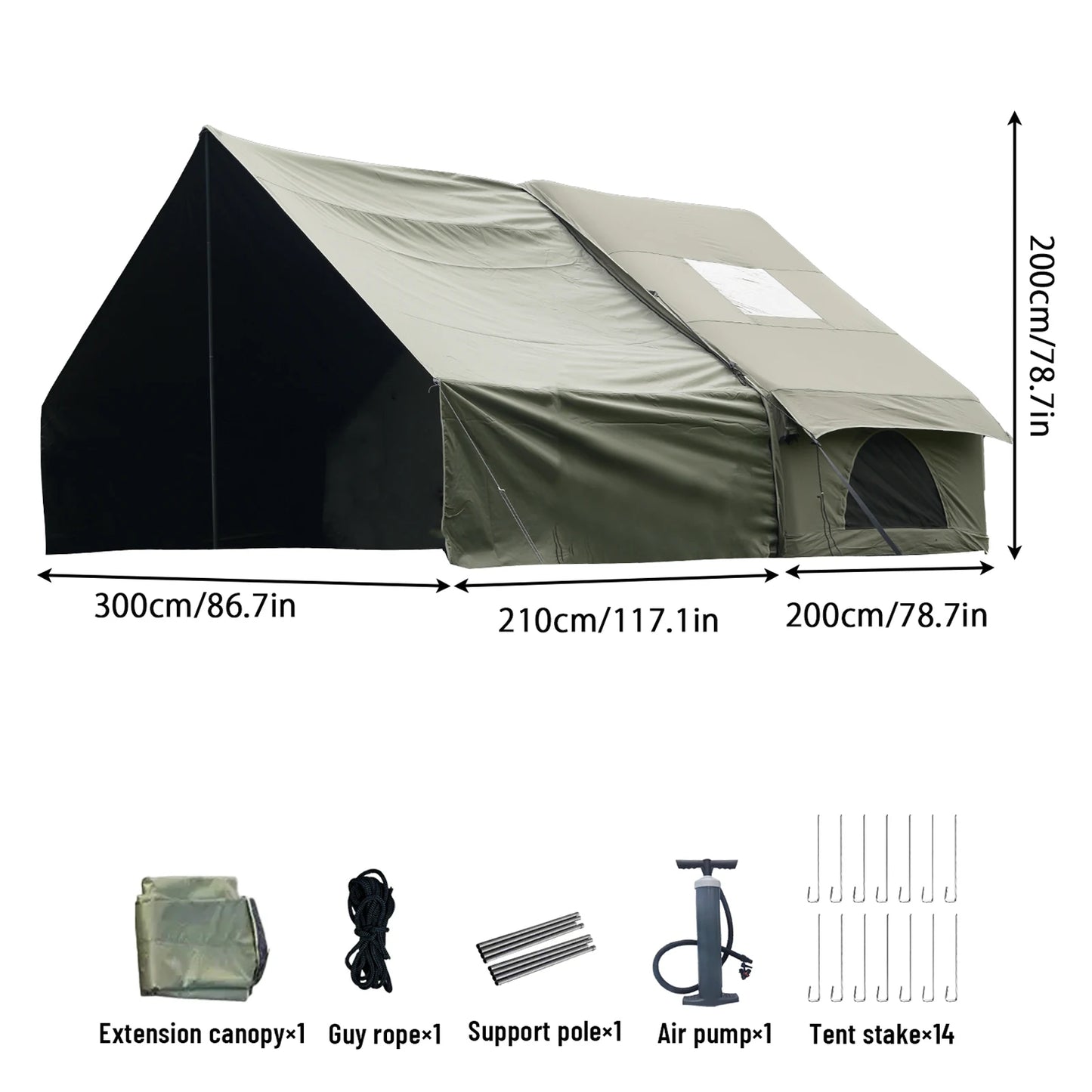 Pakicetus Inflatable Tent With Skylight Quick Setup 4 To 6