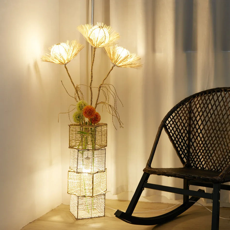 LUVODI Modern Decorative Floor Lamp With Rattan Tree Lantern