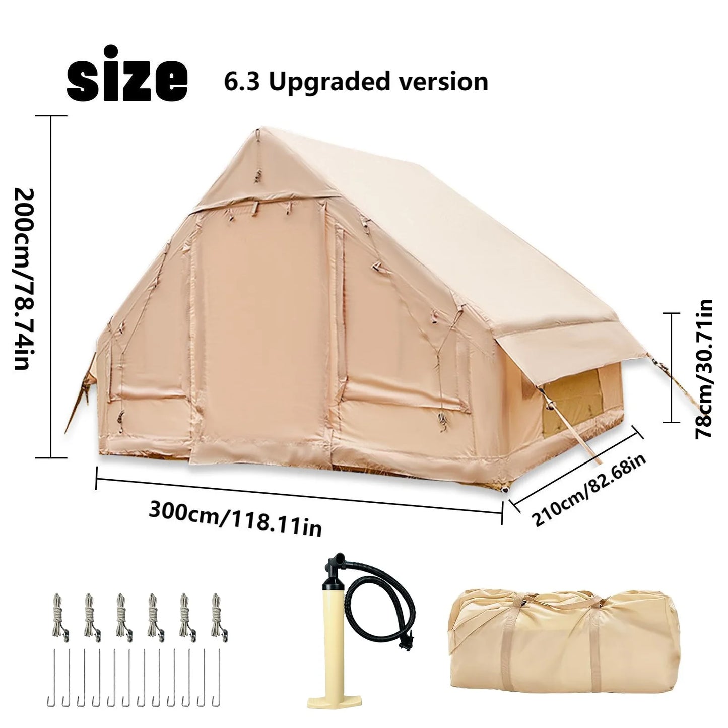 Pakicetus Inflatable Tent With Skylight Quick Setup 4 To 6