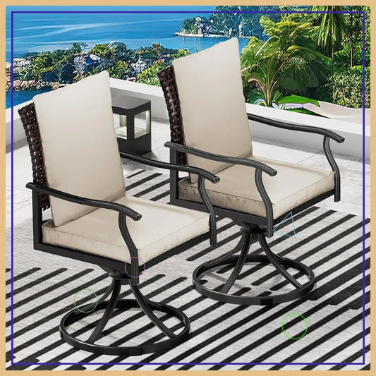 5-Piece Outdoor Patio Dining Set With Swivel Chairs Round Table