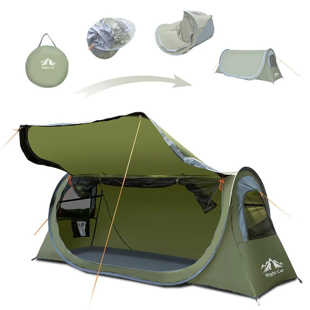 Night Cat Pop Up Camping Tent Waterproof Instant Setup
