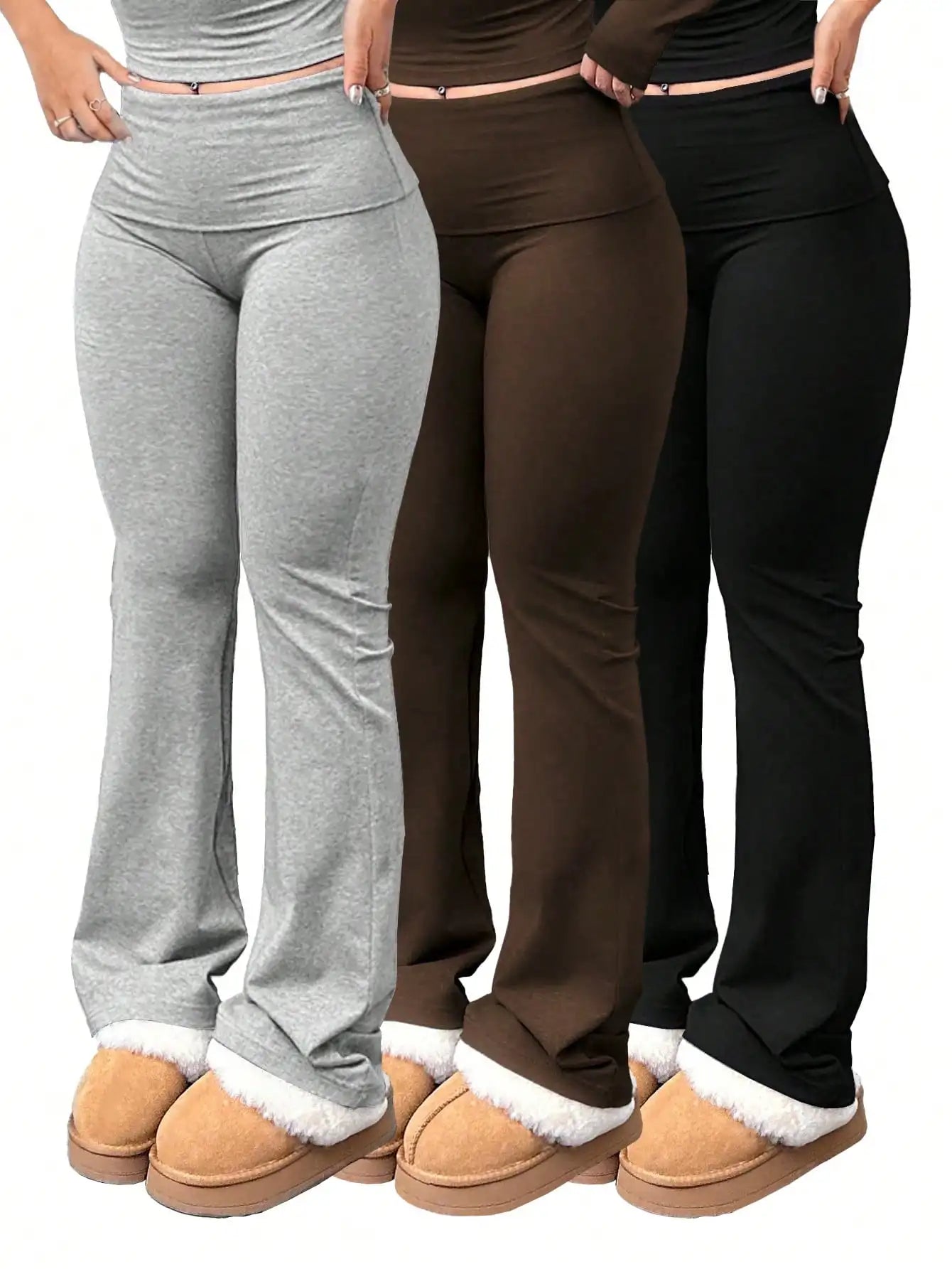 SDNGEDCN Women's High Waisted Flared Yoga Pants 3 Pairs Set