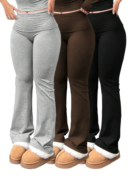 SDNGEDCN Women's High Waisted Flared Yoga Pants 3 Pairs Set