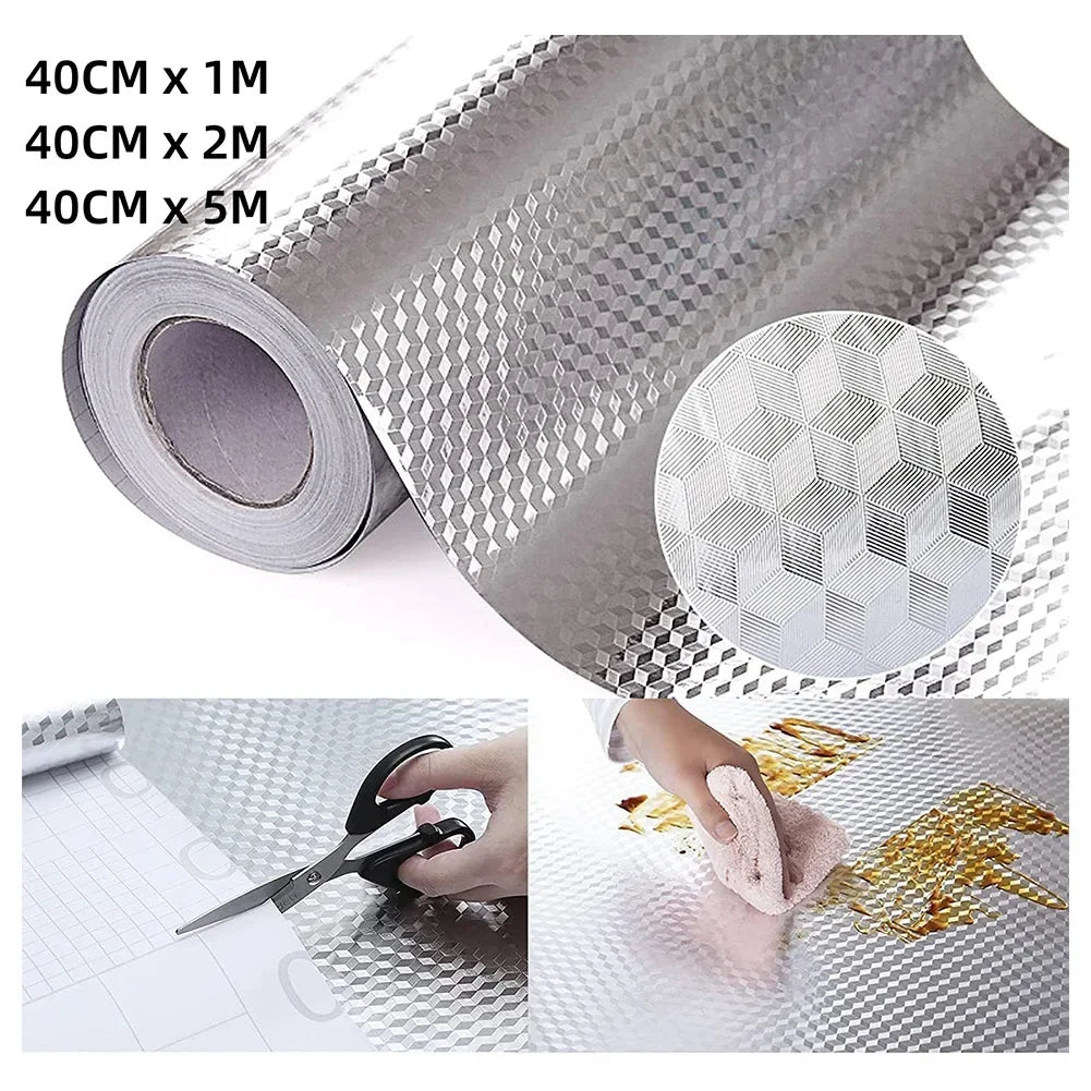 Aluminum Foil Kitchen Stickers Oilproof Self Adhesive For Cabinets