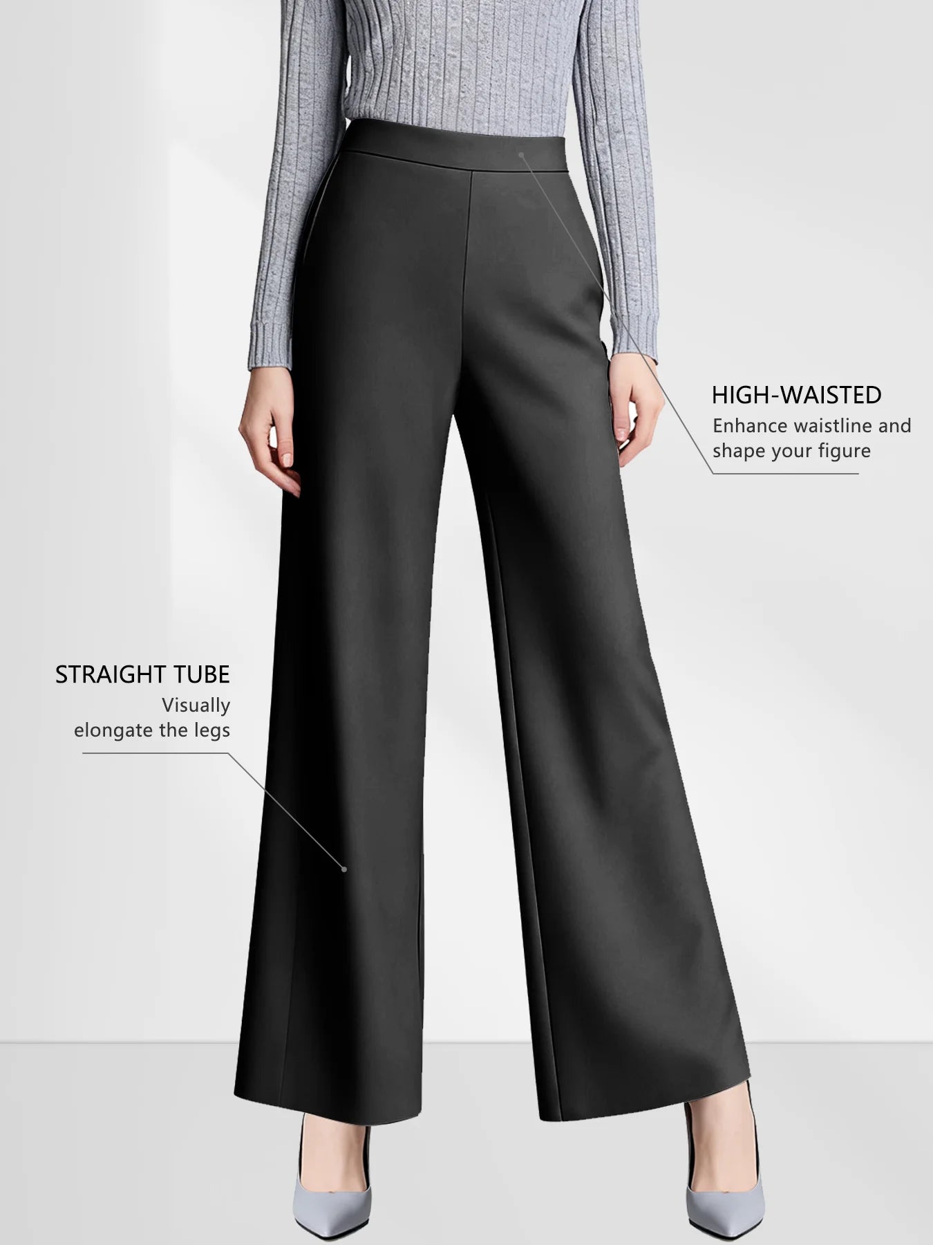 Women Wide Leg High Waist Pants With Pockets For Everyday