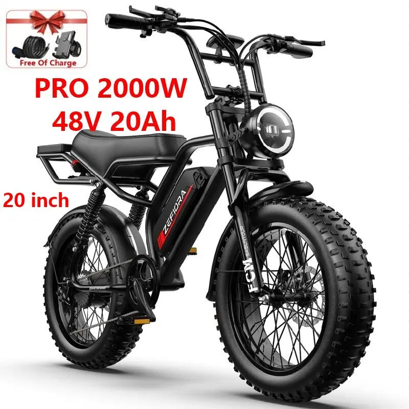 ZEFIORA Electric Bicycle 1000W 2000W 48V Battery Aluminum Alloy Range 30-60
