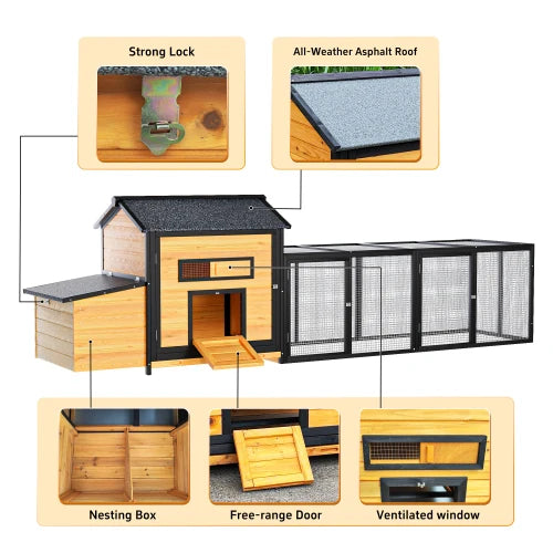 Wooden Outdoor Hen House With Nesting Box And Removable Tray