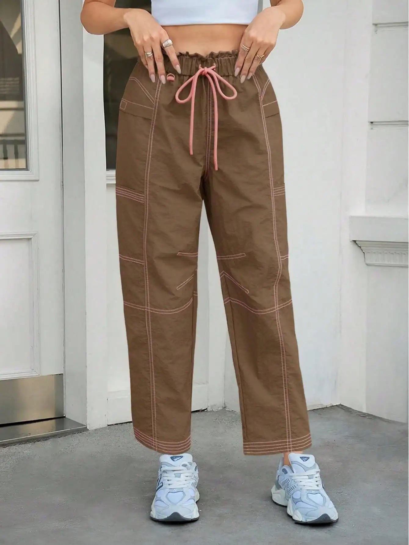 Fisoew Women's Baggy Cargo Joggers With Pockets For Casual Streetwear