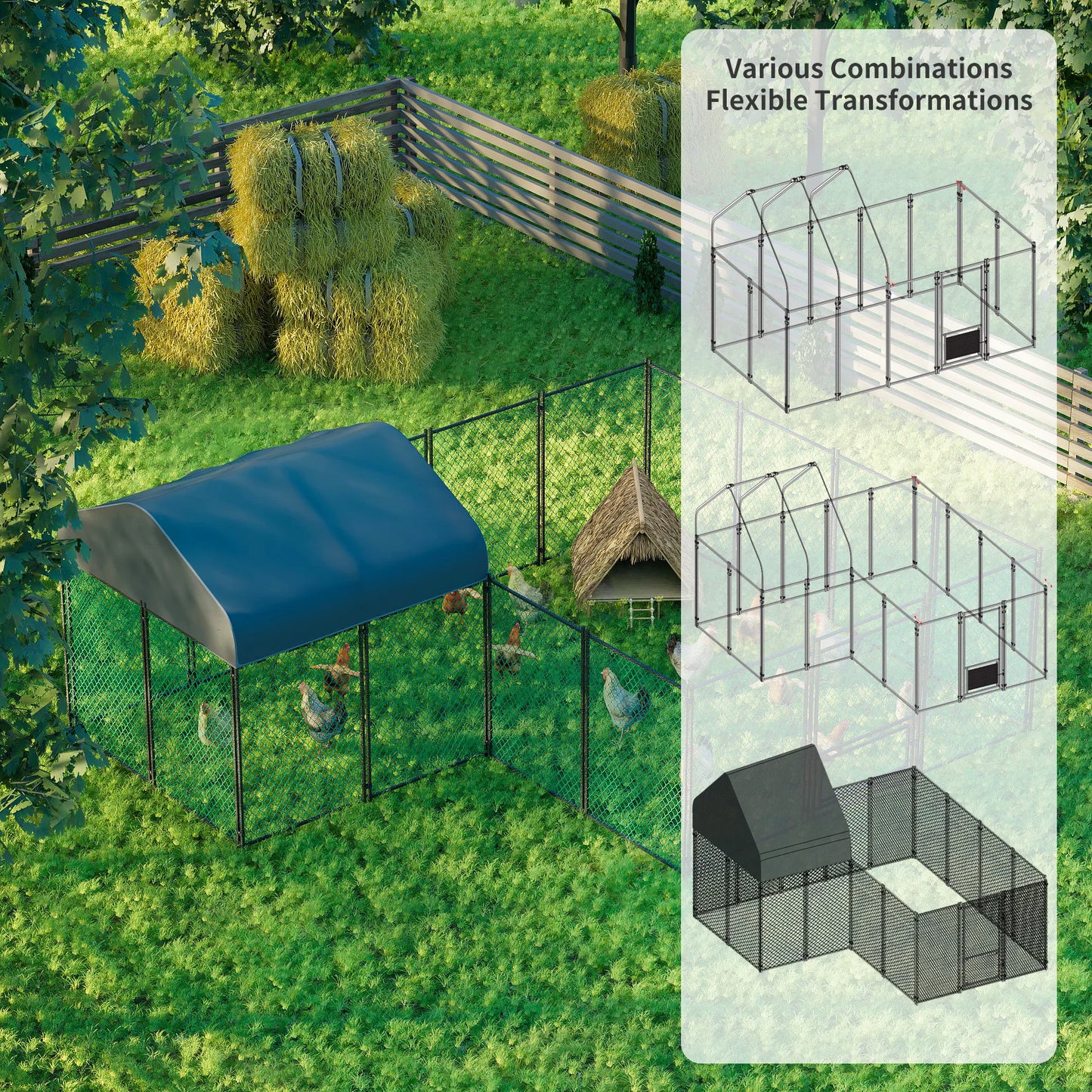 BORWART Heavy Duty Walk In Chicken Coop With Waterproof Cover