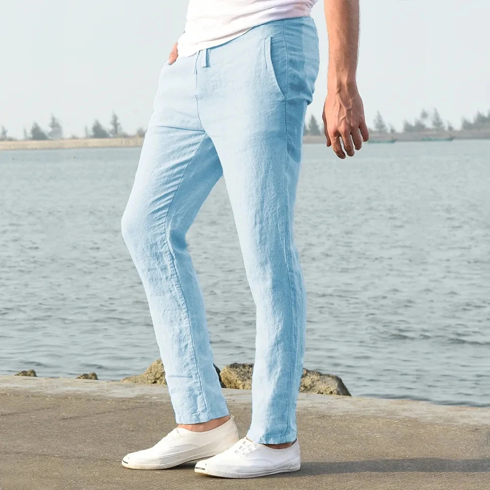 FURCW Men's Cotton Linen Pants Breathable Daily Wear