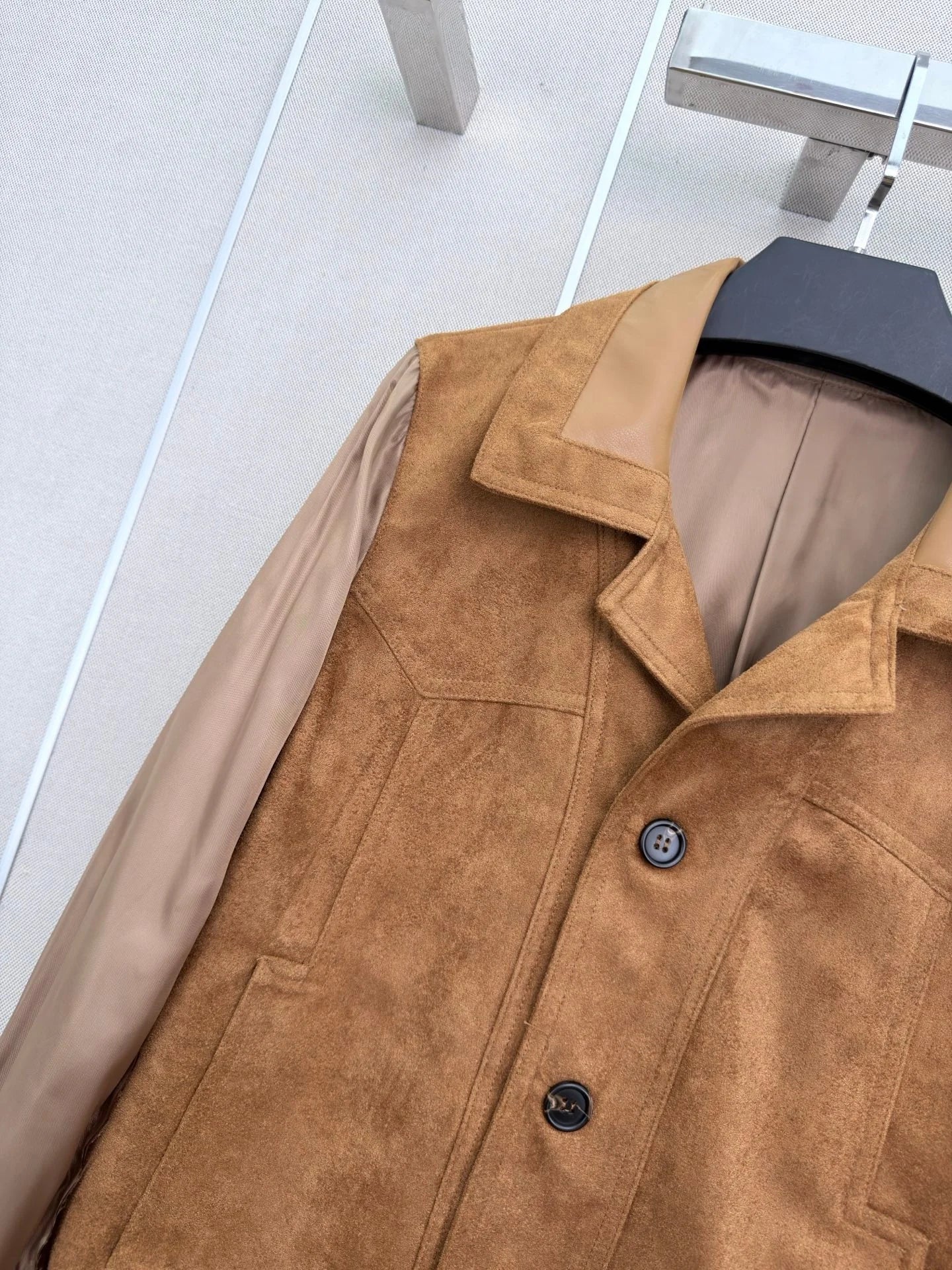 Women Leather Lapel Button Jacket For Autumn Winter Wear