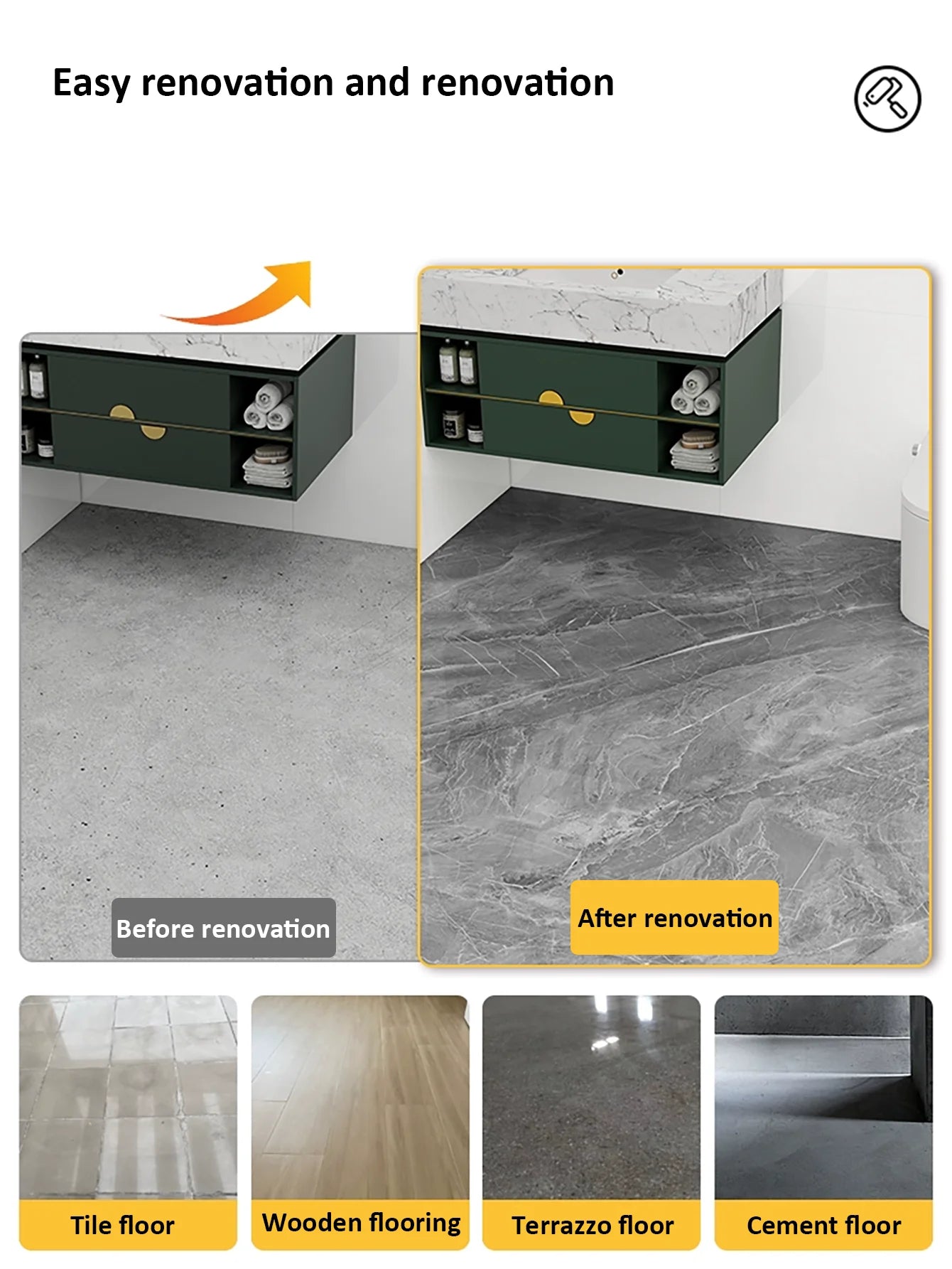 Imitation Marble Self-Adhesive Floor Tiles Wallpaper