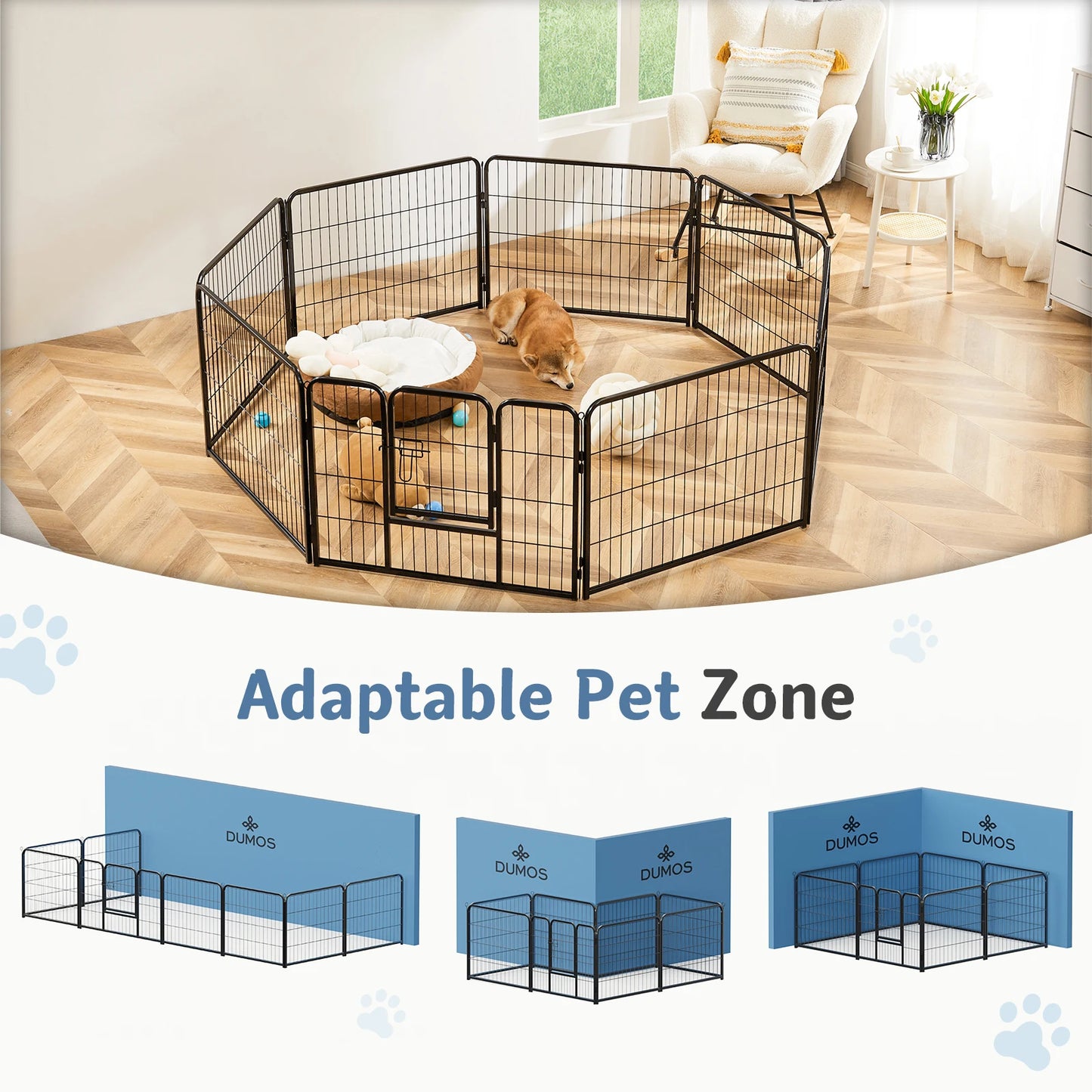 JHK Metal Dog Playpen For Safe Indoor Or Outdoor Exercise