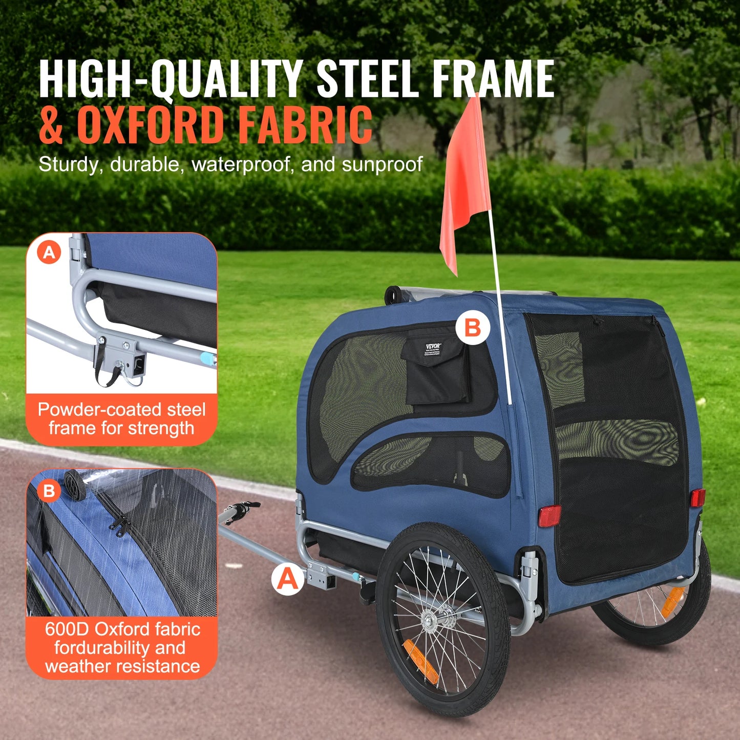Dog Bike Trailer Carrier Collapsible for Travel