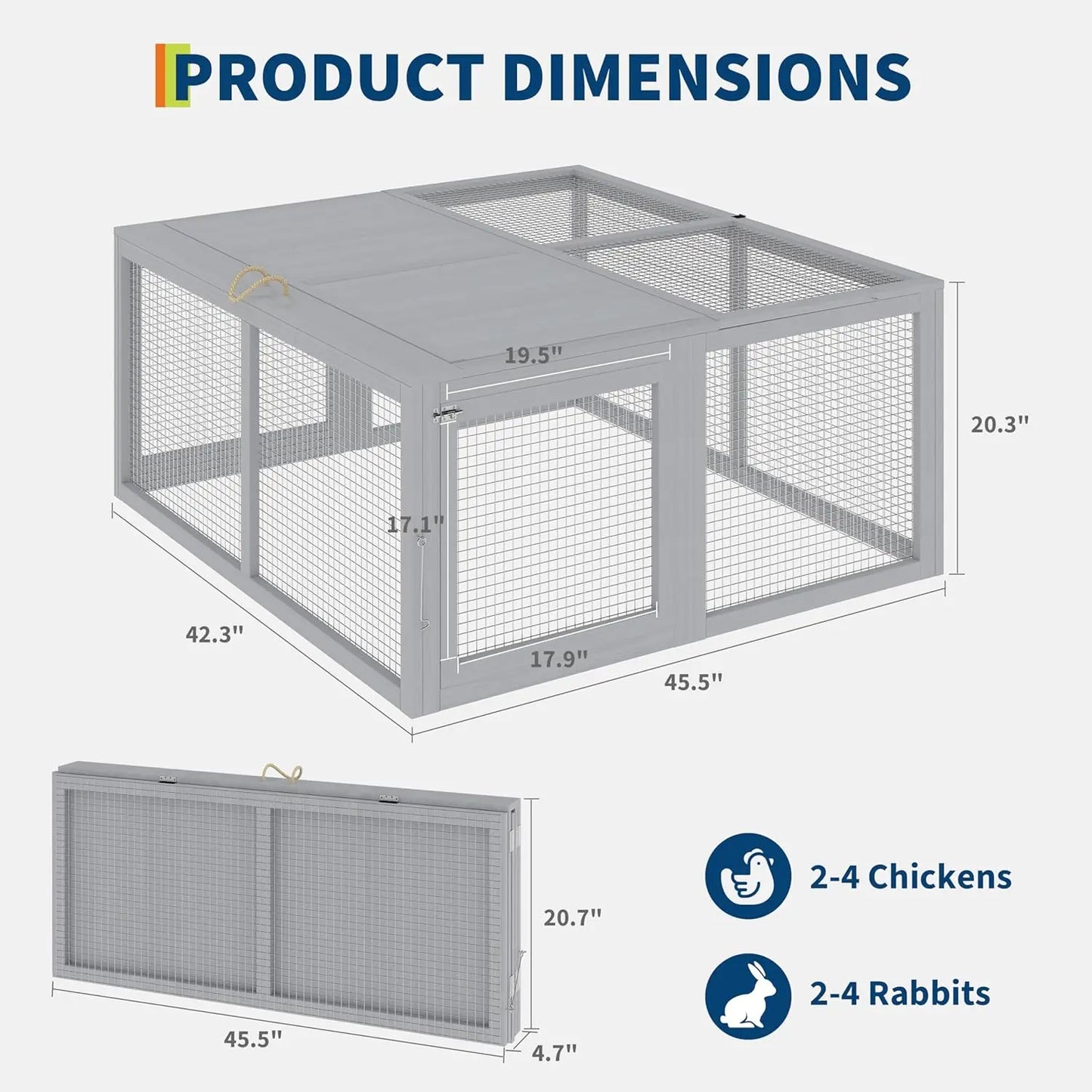 HiMISS Portable Wooden Chicken Coop And Rabbit Hutch For Outdoors