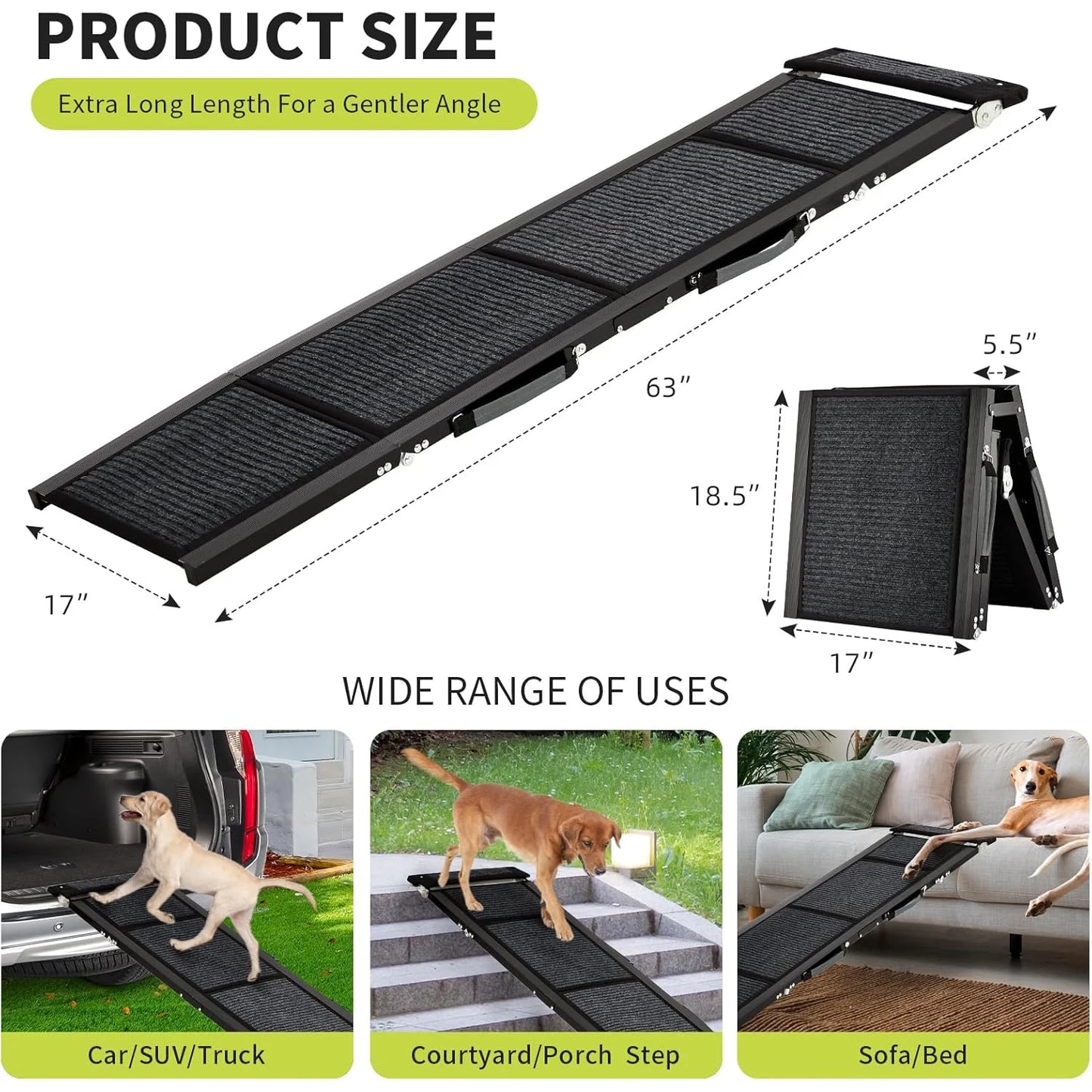 HiMISSDog Upgraded Dog Ramp For Cars With Non Slip Surface
