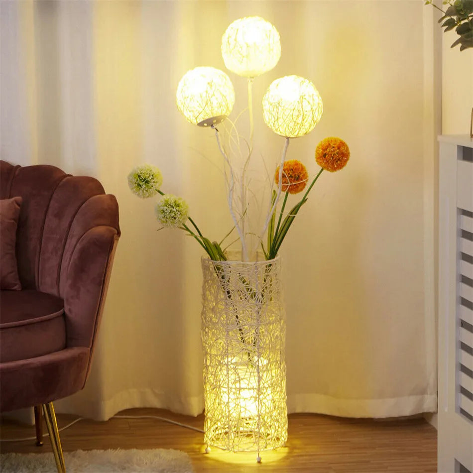 LUVODI Modern Decorative Floor Lamp With Rattan Tree Lantern
