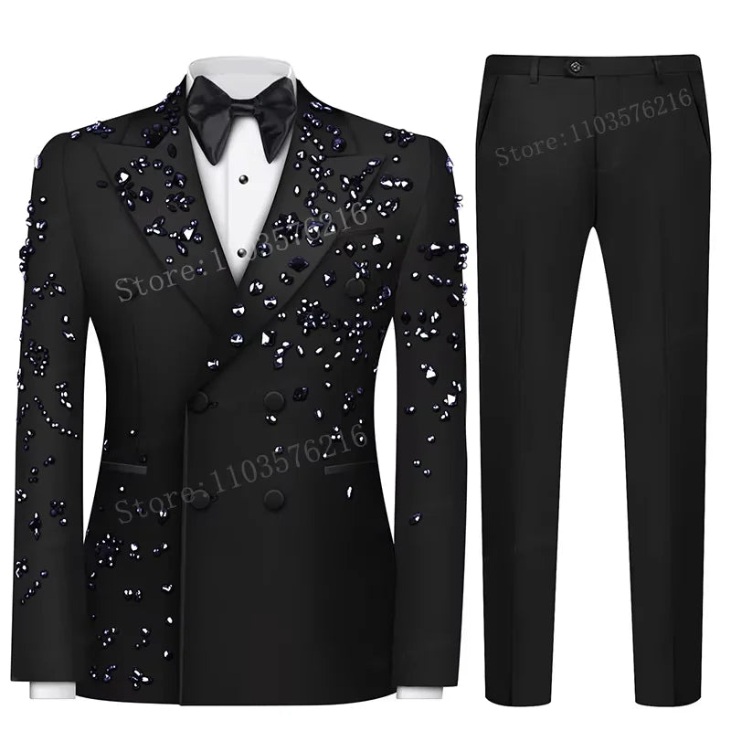 Olibexley Slim Fit 2 Piece Double Breasted Tuxedo For Weddings