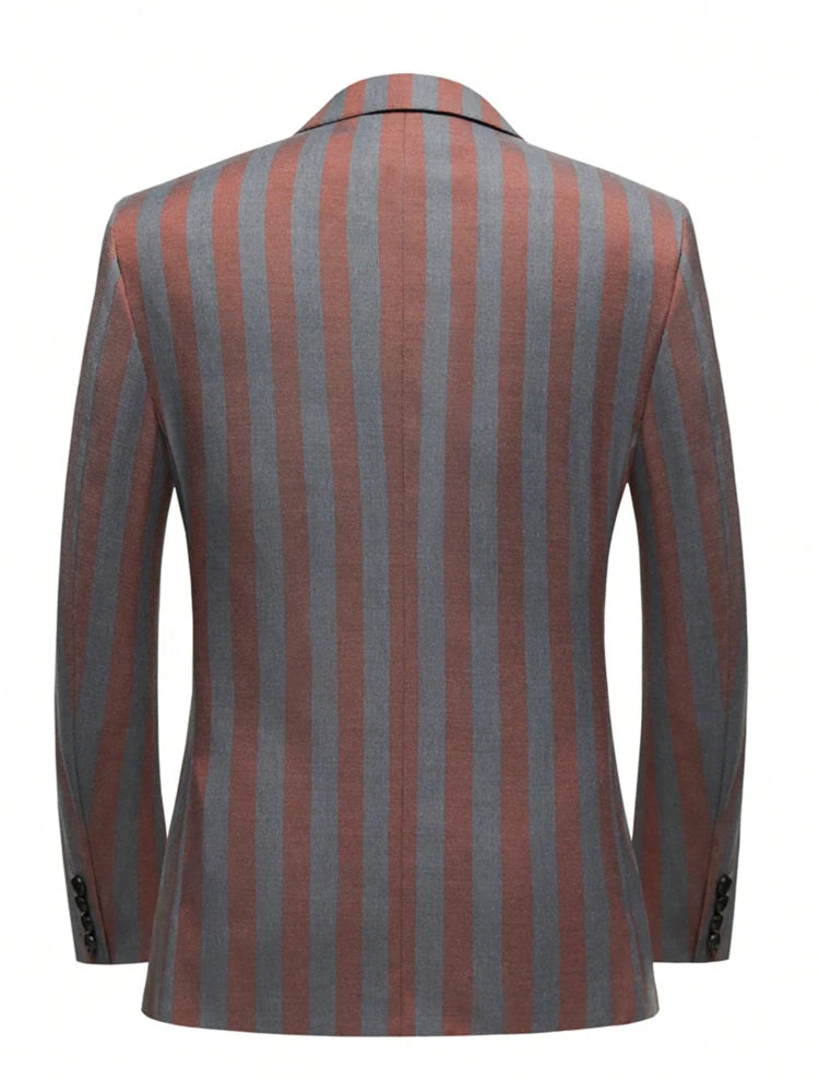Men's Jacquard 2 Piece Suit Set Slim Fit Double Breasted