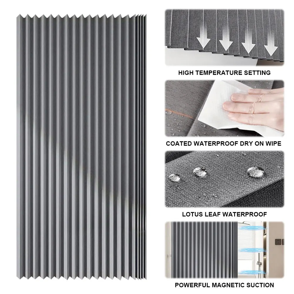 APWIKOGER Foldable Magnetic Shower Curtain With 14 Hooks Waterproof Bath Curtain
