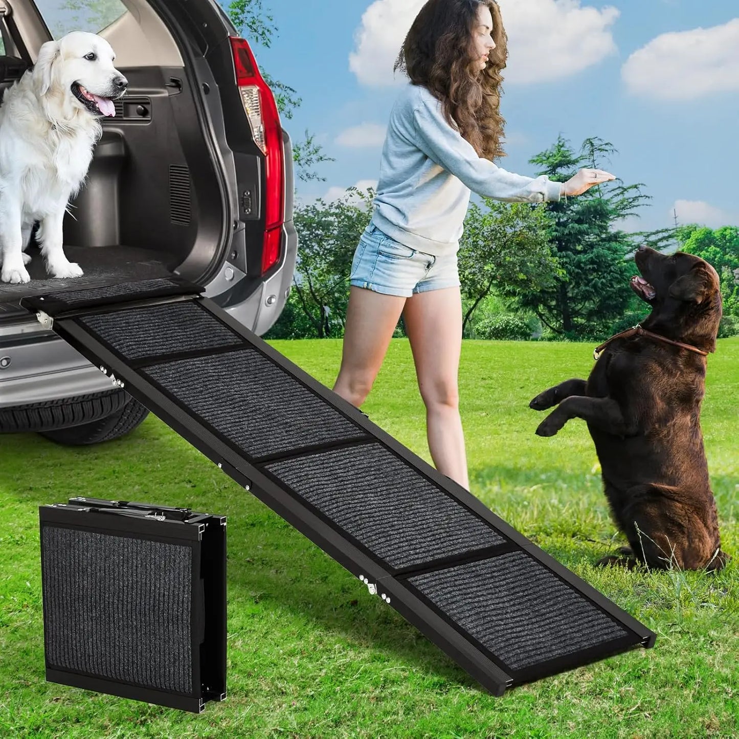 HiMISSDog Upgraded Dog Ramp For Cars With Non Slip Surface