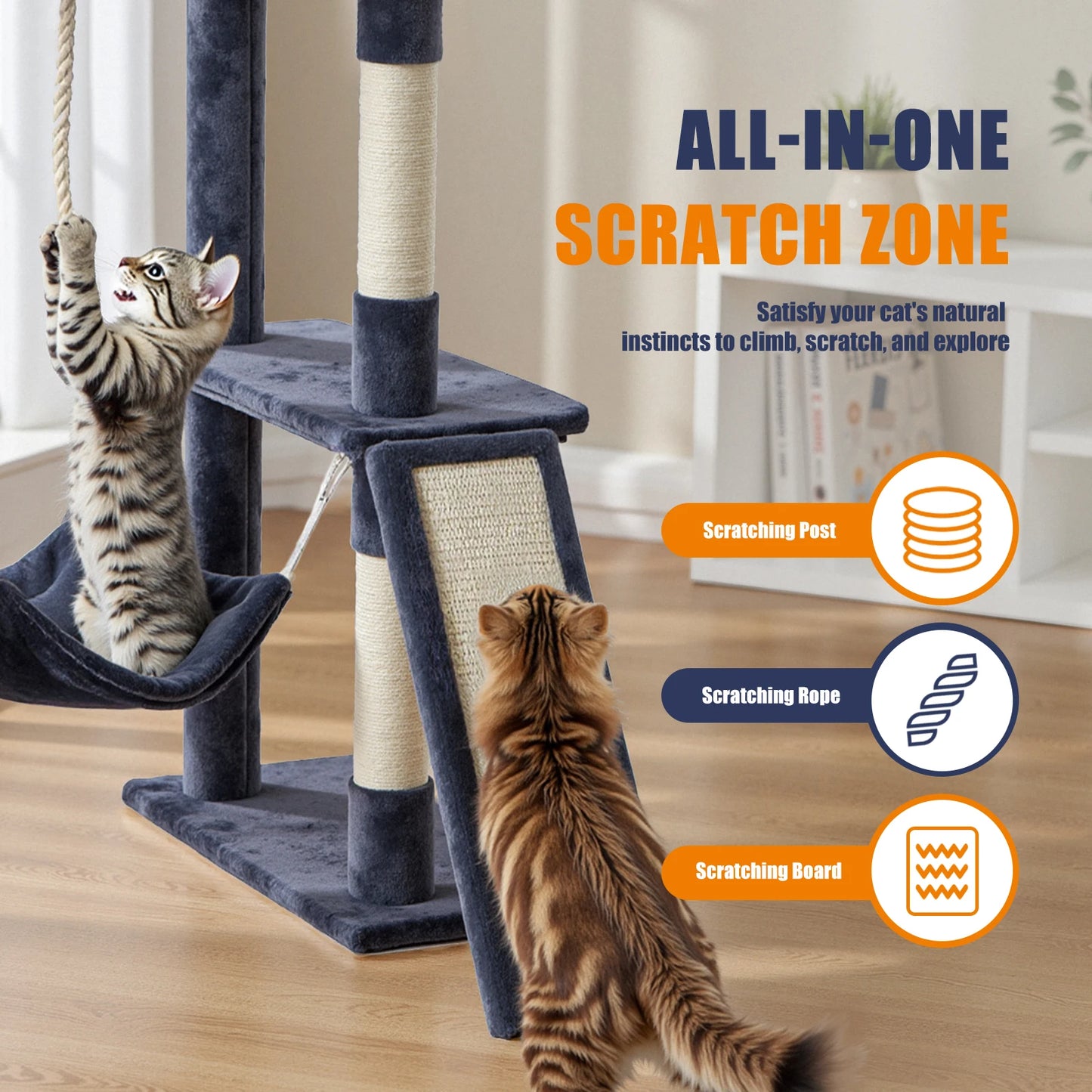 JHK Multilevel Cat Tree Climbing Tower With Sisal Scratching Posts