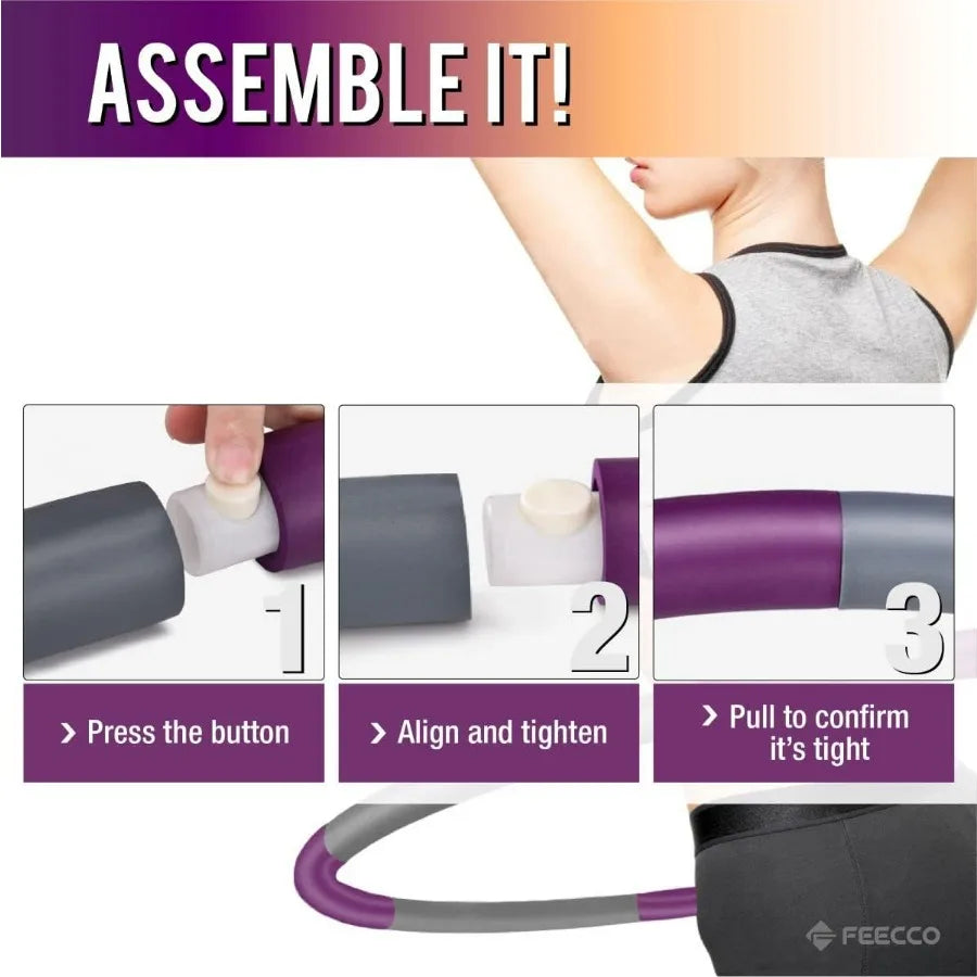 Weighted Fitness Hoop With Detachable Sections for Weight Loss
